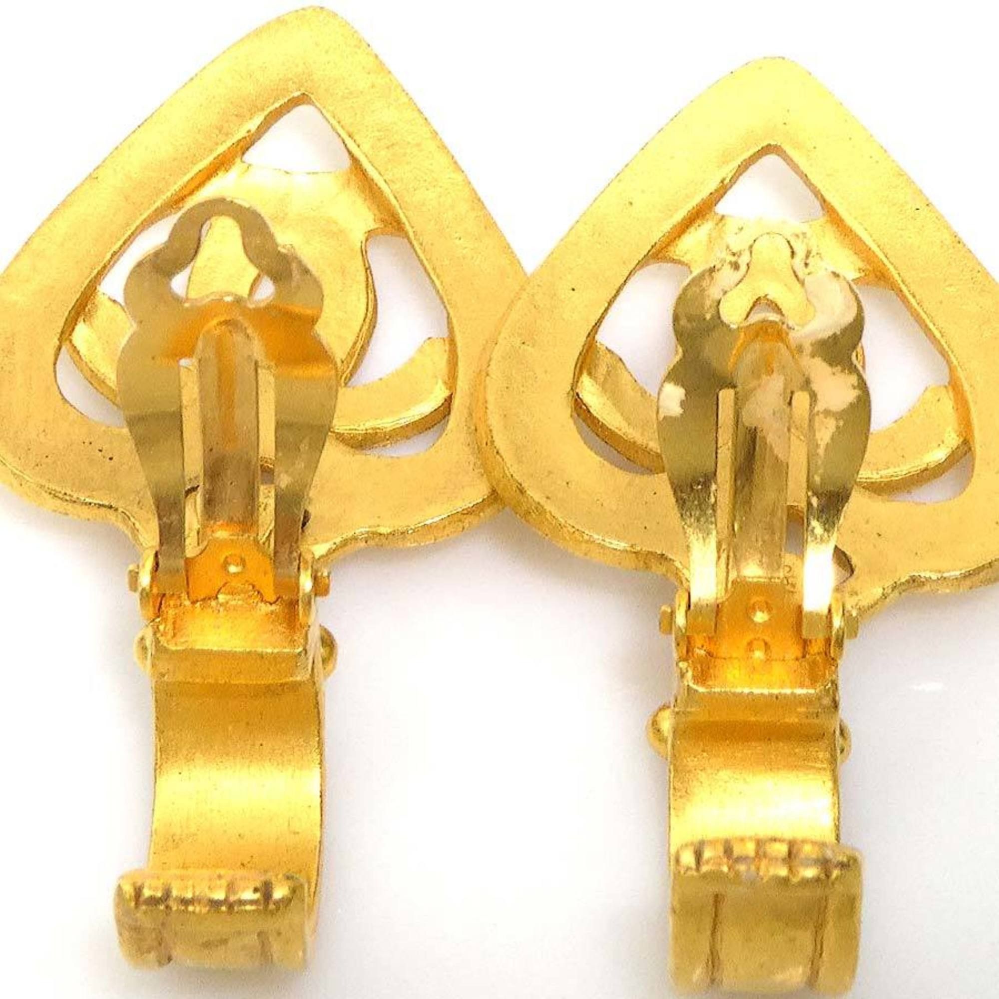 Chanel CHANEL Coco Mark Heart Metal Gold Earrings for Women e60768n Size ONE SIZE - 4 Thumbnail