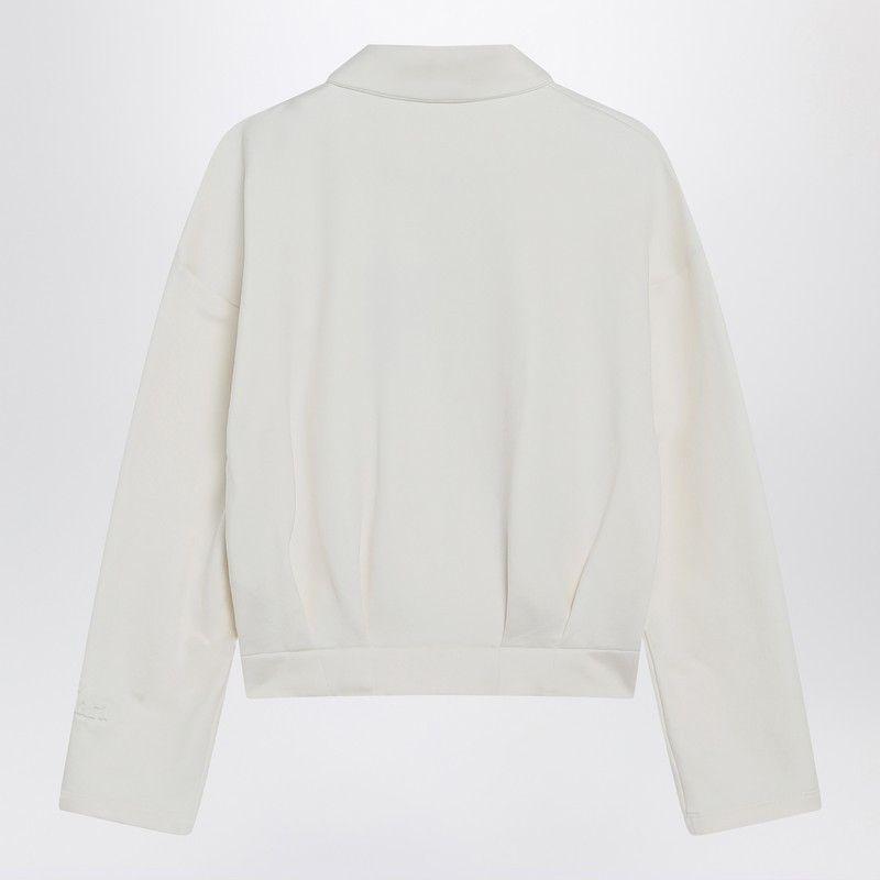 Max Mara Max Mara White Cropped Sweatshirt In Silk Blend Size S / US 4 / IT 40 - 2 Thumbnail