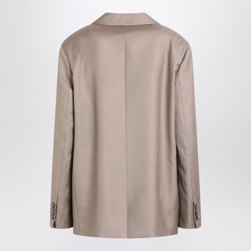 Loulou de Saison Loulou De Saison Double-Breasted Wool Jacket In Taupe Color Size M / US 6-8 / IT 42-44 - 2 Thumbnail