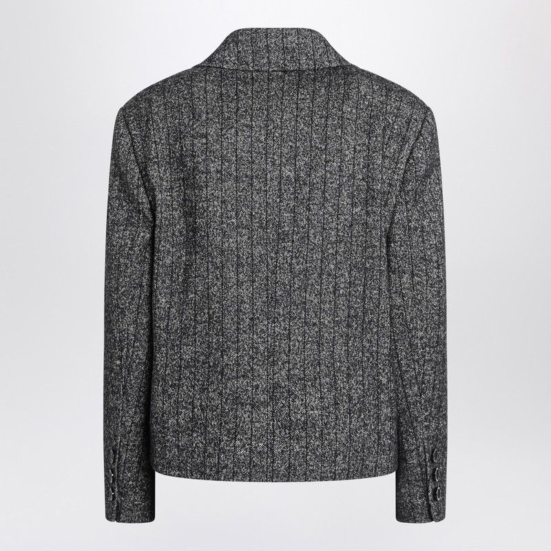 Dolce & Gabbana Dolce&Gabbana Dark Grey Short Oversized Striped Jacket Size M / US 6-8 / IT 42-44 - 2 Thumbnail