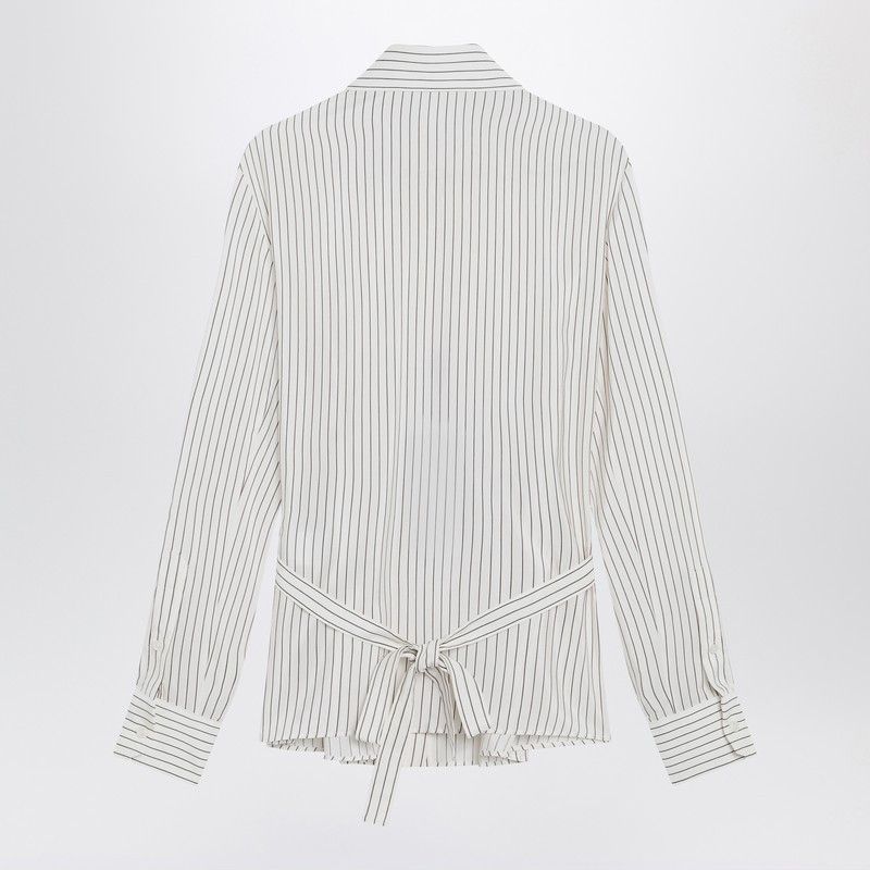 Dolce&Gabbana White Pinstriped Shirt In Silk And Cotton