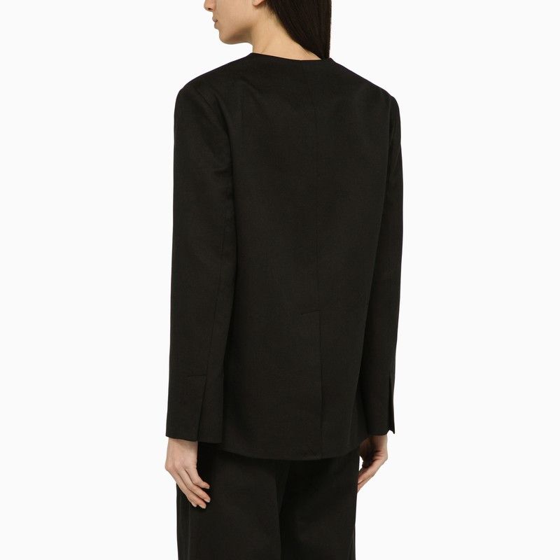 Loulou de Saison Loulou De Saison Black Double-Breasted Jacket In Cotton And Linen Size L / US 10 / IT 46 - 2 Thumbnail