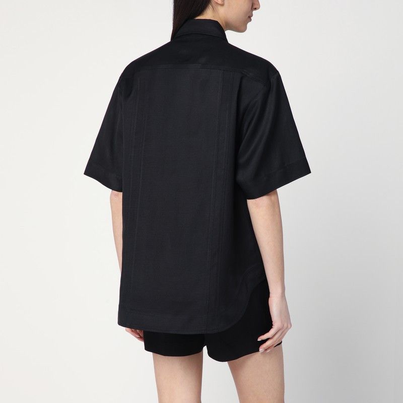 Loulou de Saison Loulou De Saison Black Shirt In Viscose And Linen Size M / US 6-8 / IT 42-44 - 2 Thumbnail