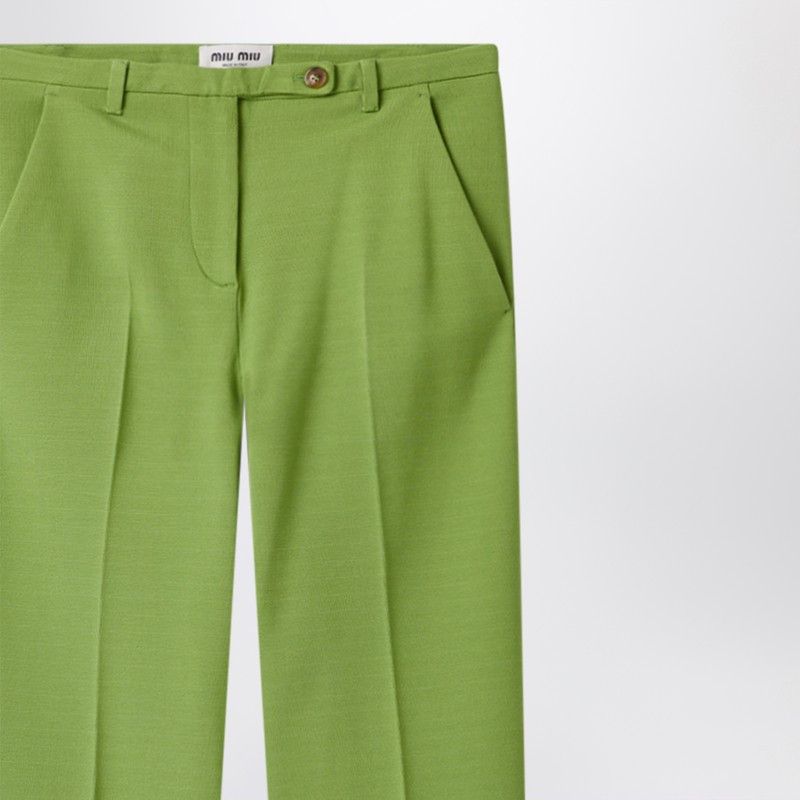 Miu Miu Green Trousers In Knit Fabric Stitch
