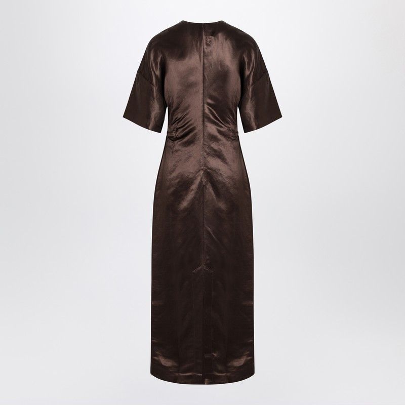 Loulou de Saison Loulou De Saison Long Brown Dress In Linen And Silk Size XS / US 0-2 / IT 36-38 - 2 Thumbnail