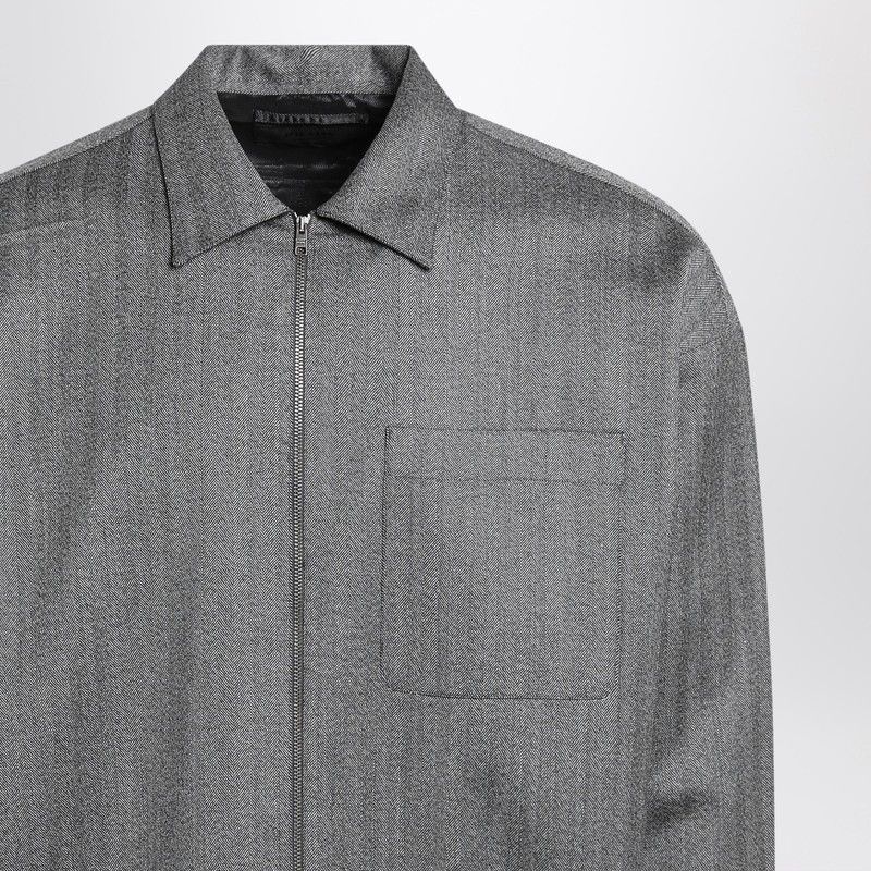 Prada Prada Gray Wool Overshirt With Zip Size US L / EU 52-54 / 3 - 2 Thumbnail