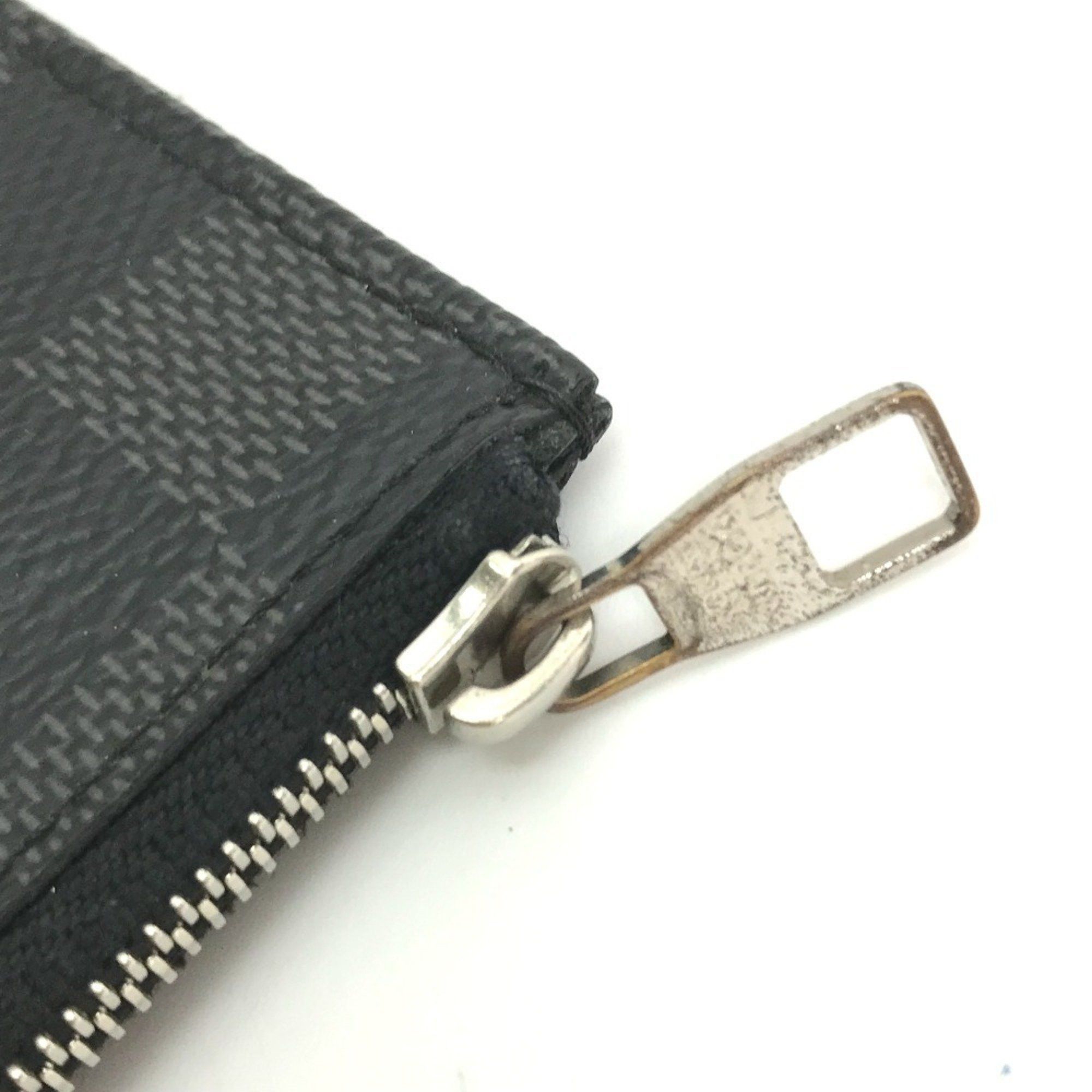 Louis Vuitton LOUIS VUITTON N61237 Damier Graphite Porte-Monnaie L-Zip Coin Case, Canvas, Men's, Black Size ONE SIZE - 4 Thumbnail