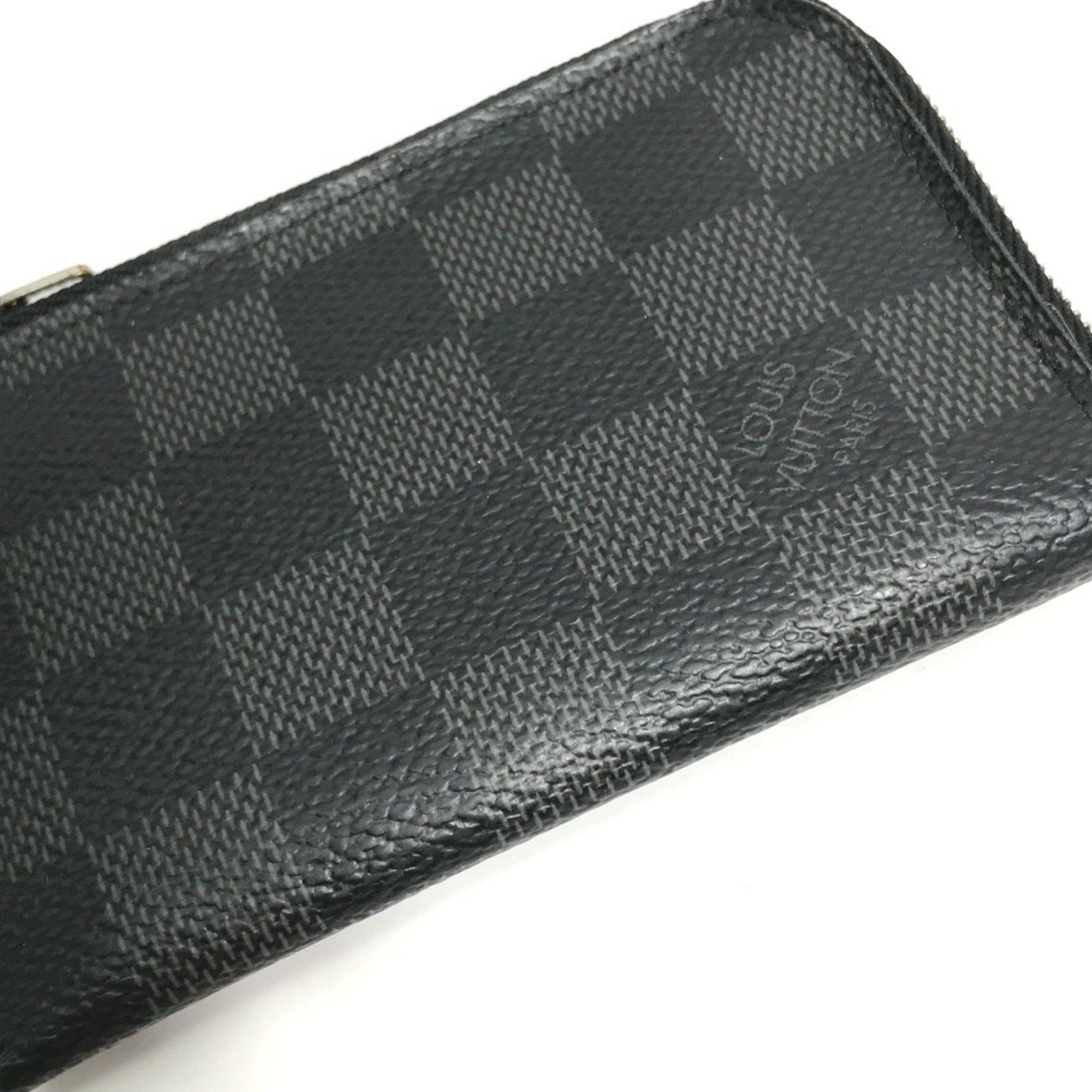 Louis Vuitton LOUIS VUITTON N61237 Damier Graphite Porte-Monnaie L-Zip Coin Case, Canvas, Men's, Black Size ONE SIZE - 2 Thumbnail
