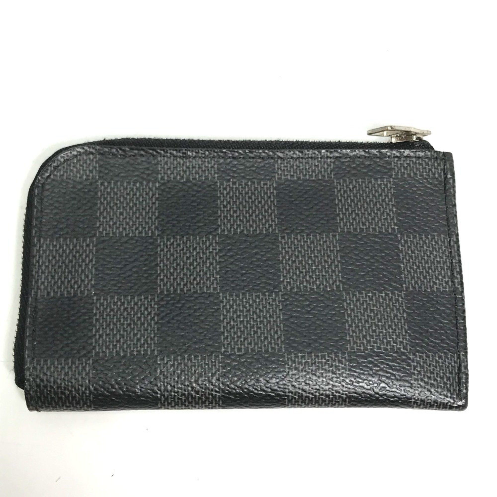 Louis Vuitton LOUIS VUITTON N61237 Damier Graphite Porte-Monnaie L-Zip Coin Case, Canvas, Men's, Black Size ONE SIZE - 5 Thumbnail