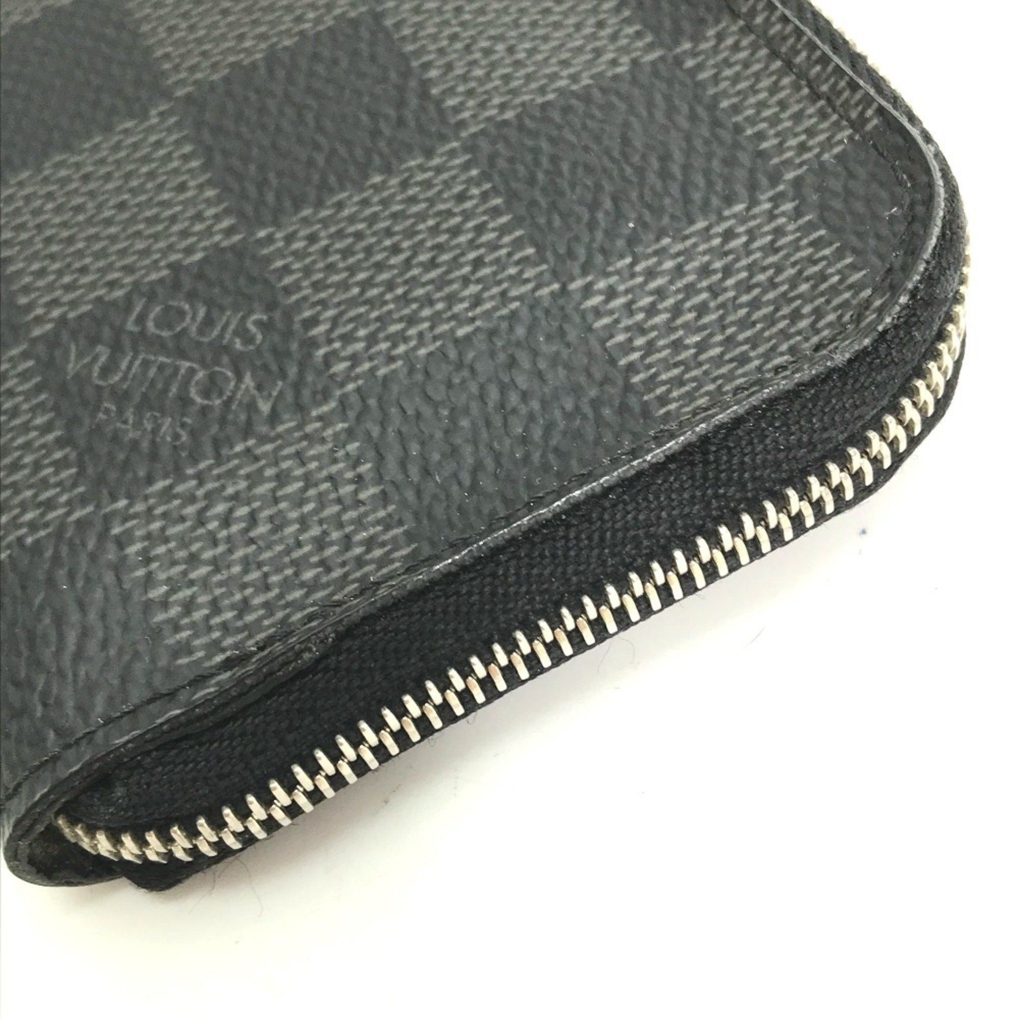 Louis Vuitton LOUIS VUITTON N61237 Damier Graphite Porte-Monnaie L-Zip Coin Case, Canvas, Men's, Black Size ONE SIZE - 3 Thumbnail