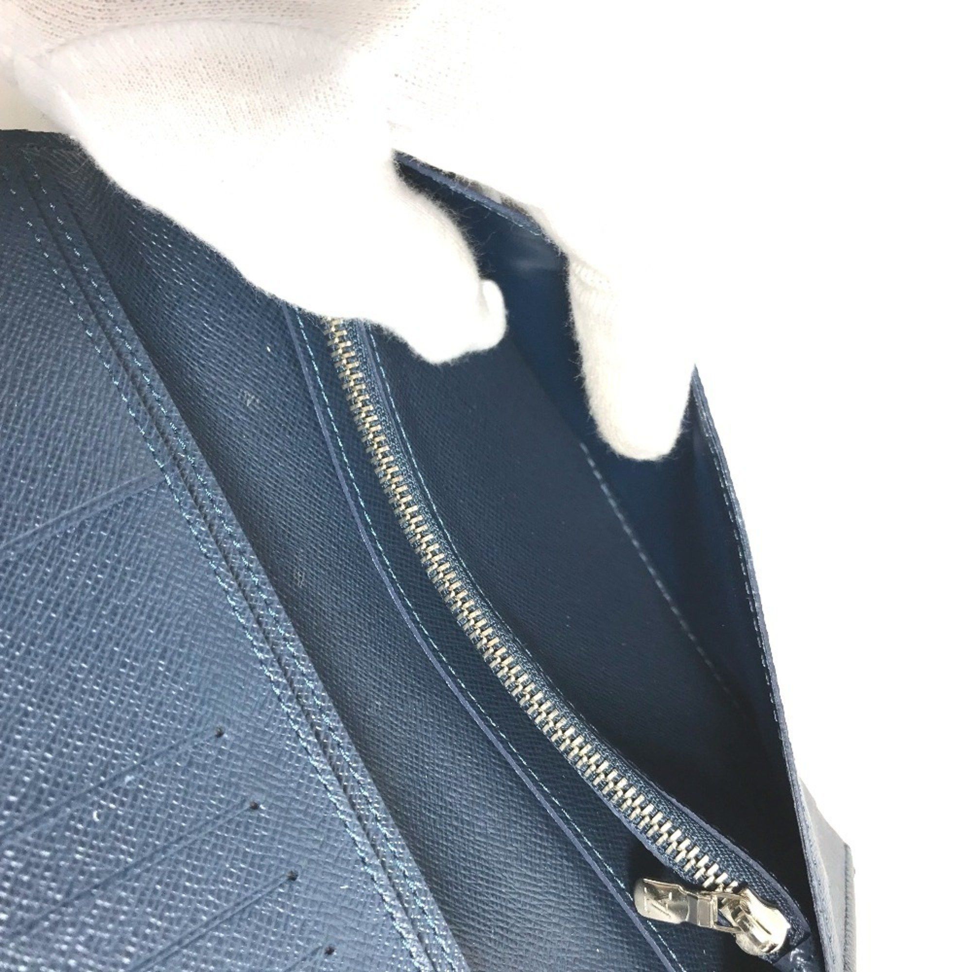 Louis Vuitton LOUIS VUITTON M30662 Taiga Portefeuille Brazza Bifold Long Wallet in Leather, Men's, Ocean Blue Size ONE SIZE - 12 Thumbnail