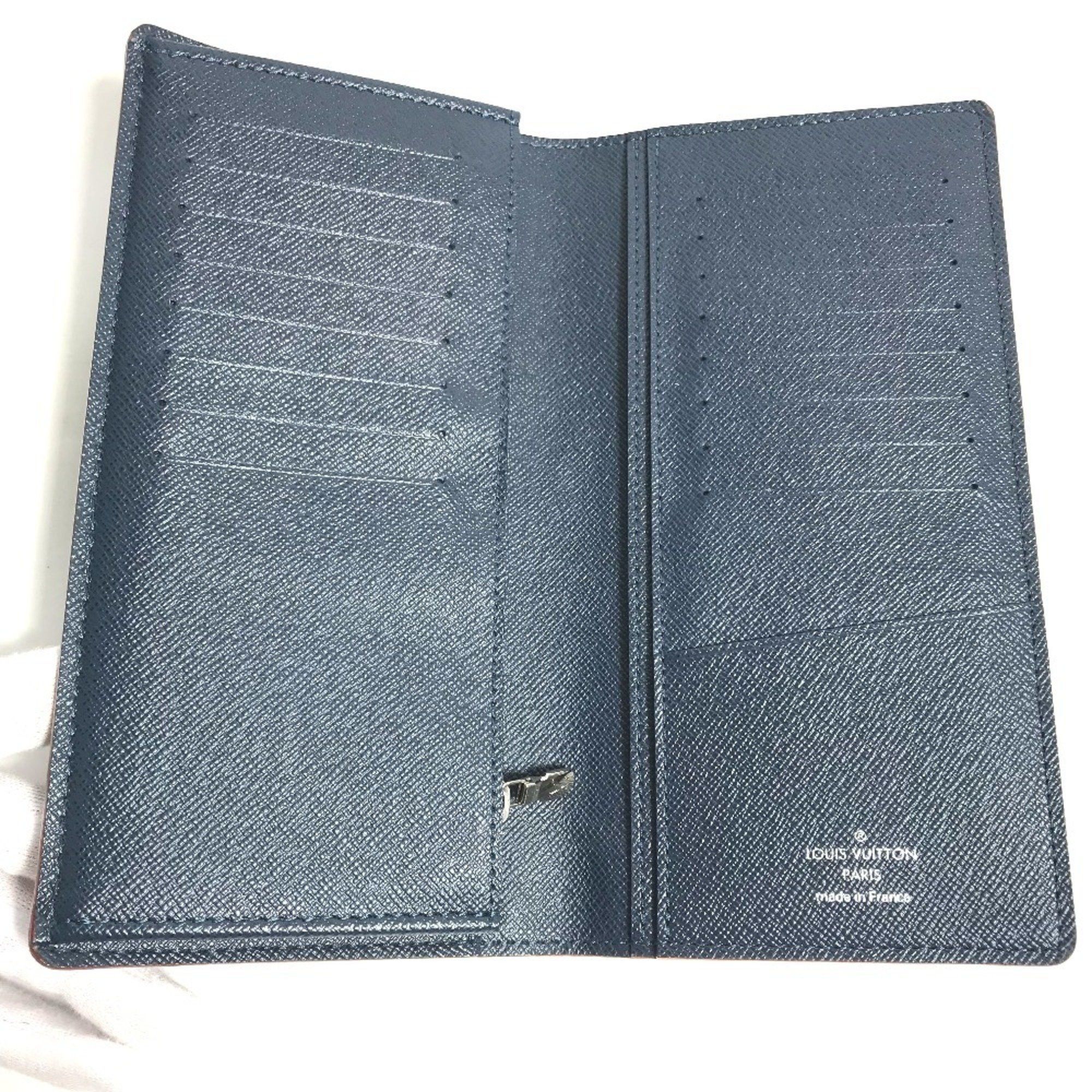 Louis Vuitton LOUIS VUITTON M30662 Taiga Portefeuille Brazza Bifold Long Wallet in Leather, Men's, Ocean Blue Size ONE SIZE - 7 Thumbnail