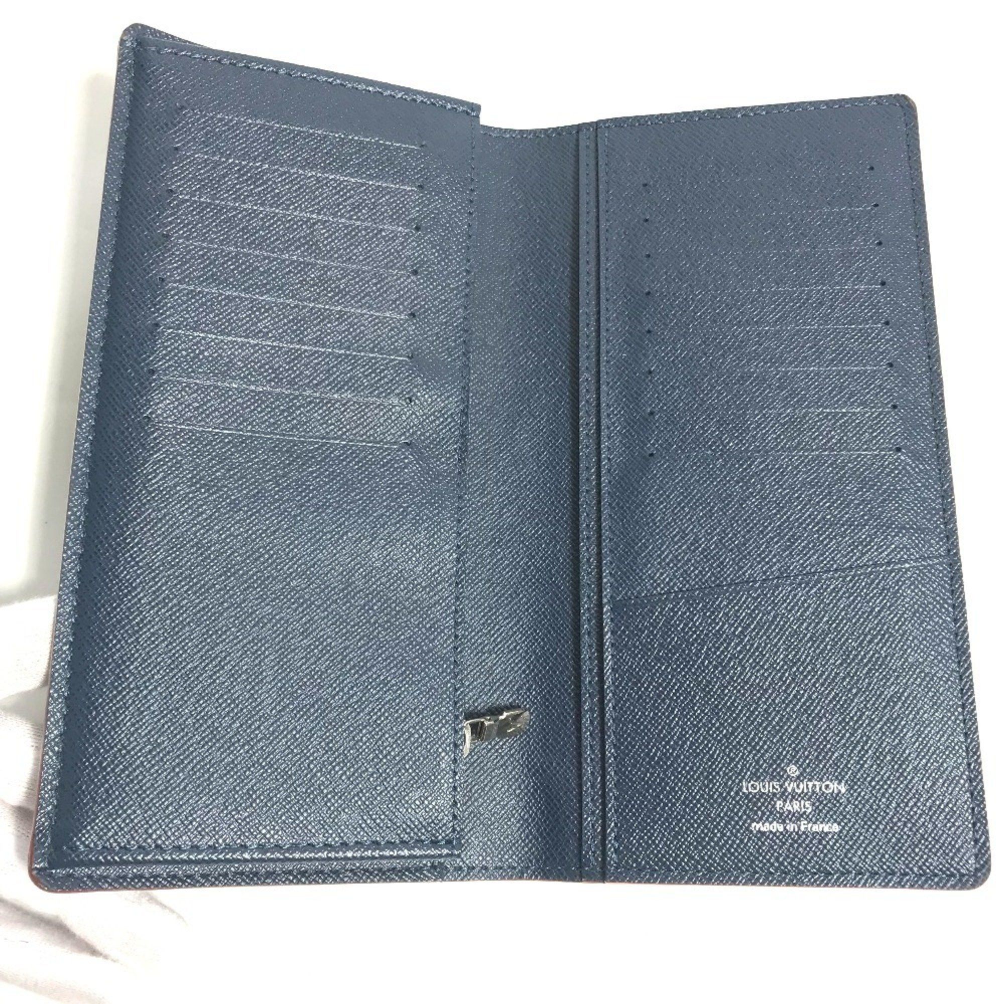 Louis Vuitton LOUIS VUITTON M30662 Taiga Portefeuille Brazza Bifold Long Wallet in Leather, Men's, Ocean Blue Size ONE SIZE - 8 Thumbnail