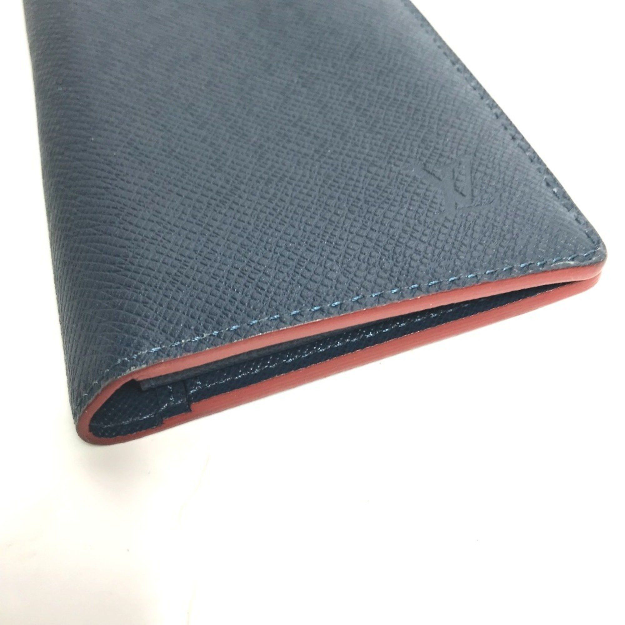 Louis Vuitton LOUIS VUITTON M30662 Taiga Portefeuille Brazza Bifold Long Wallet in Leather, Men's, Ocean Blue Size ONE SIZE - 5 Thumbnail