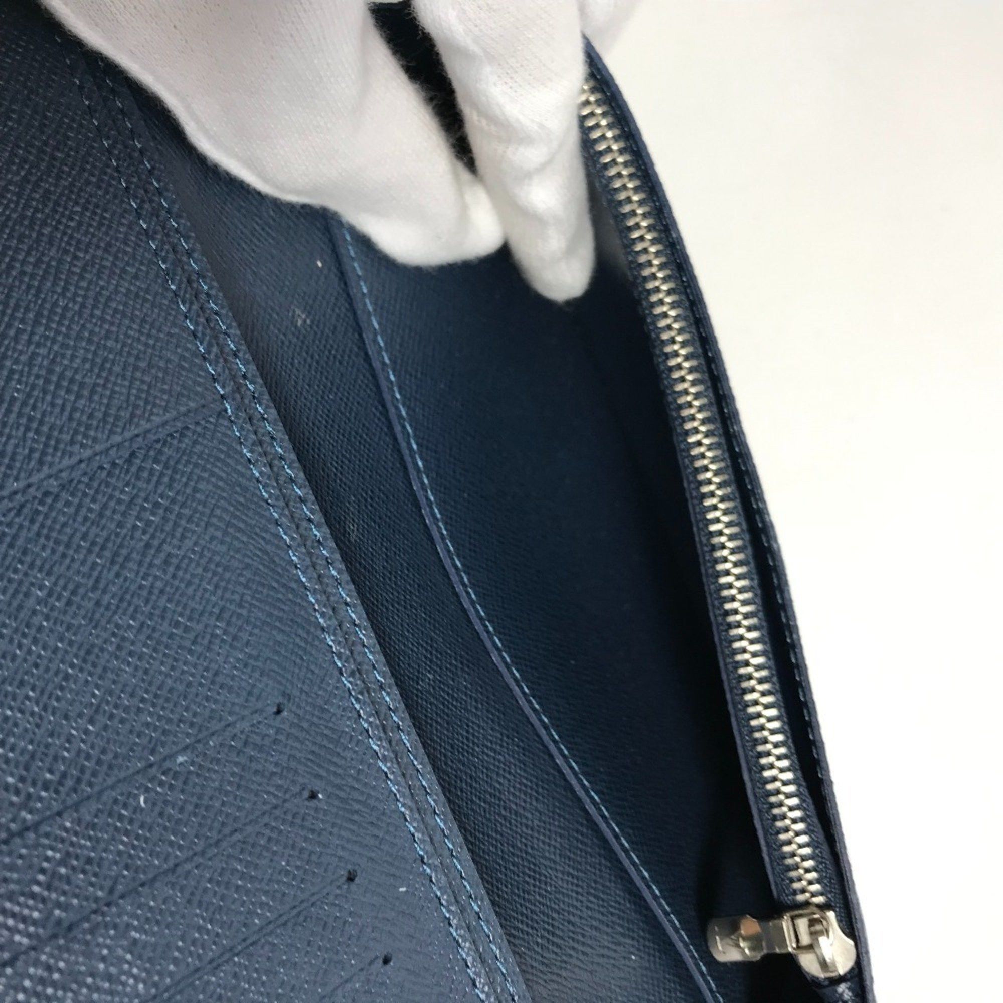 Louis Vuitton LOUIS VUITTON M30662 Taiga Portefeuille Brazza Bifold Long Wallet in Leather, Men's, Ocean Blue Size ONE SIZE - 11 Thumbnail