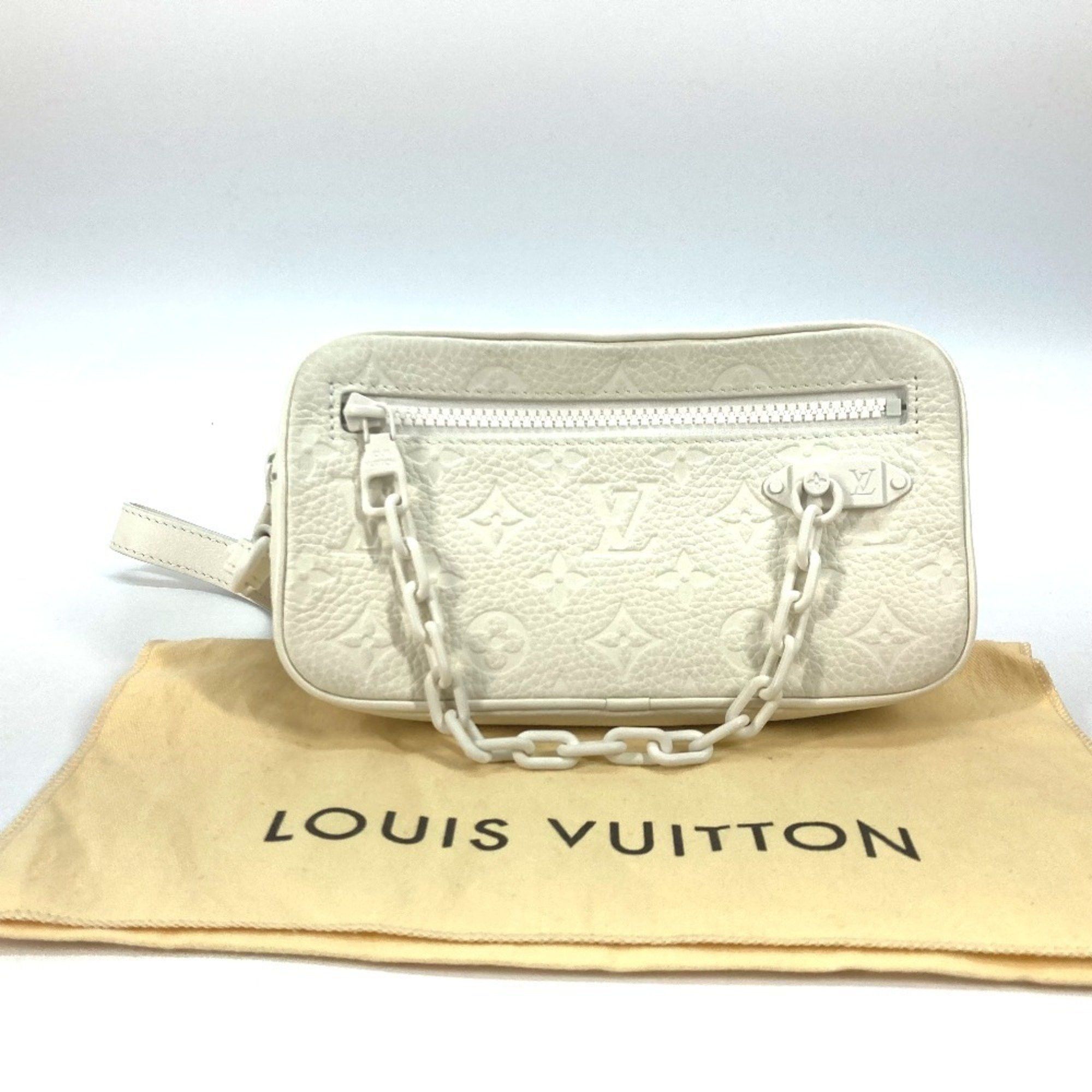 LOUIS VUITTON M53551 Monogram Empreinte Pochette Volga Second Bag with Strap and Chain Clutch, Leather, Women's, White