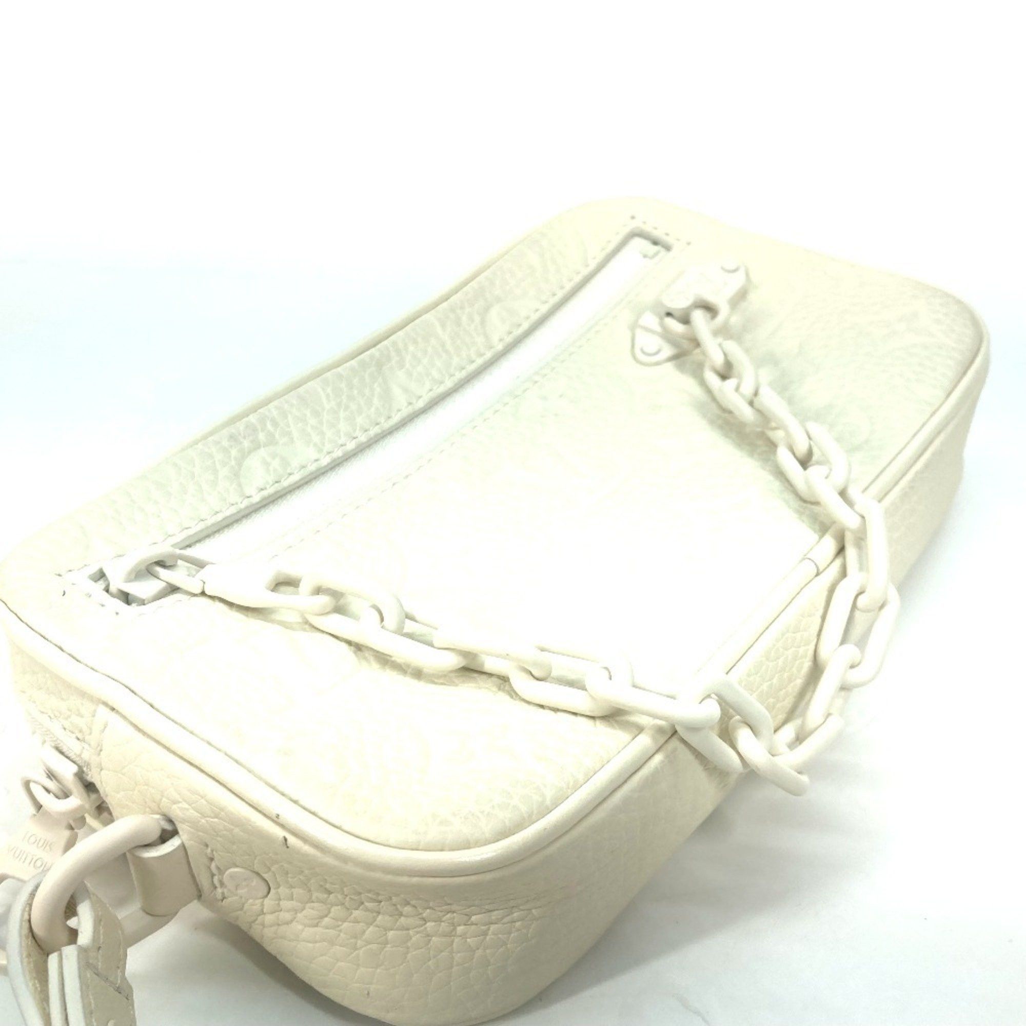 LOUIS VUITTON M53551 Monogram Empreinte Pochette Volga Second Bag with Strap and Chain Clutch, Leather, Women's, White