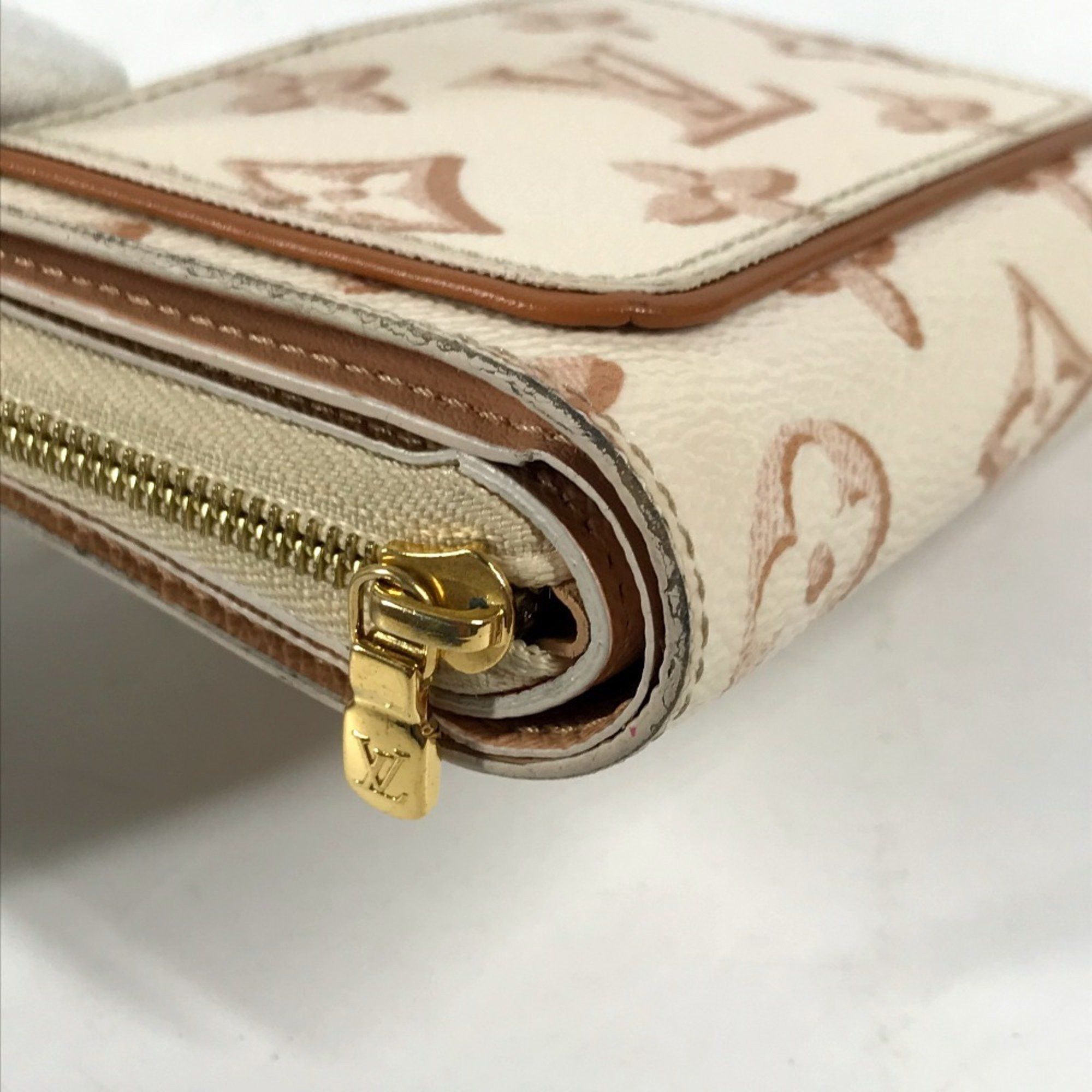 Louis Vuitton LOUIS VUITTON M81527 Monogram Portefeuille Lou Compact Wallet, Bi-fold Canvas, Women's, White Size ONE SIZE - 6 Thumbnail