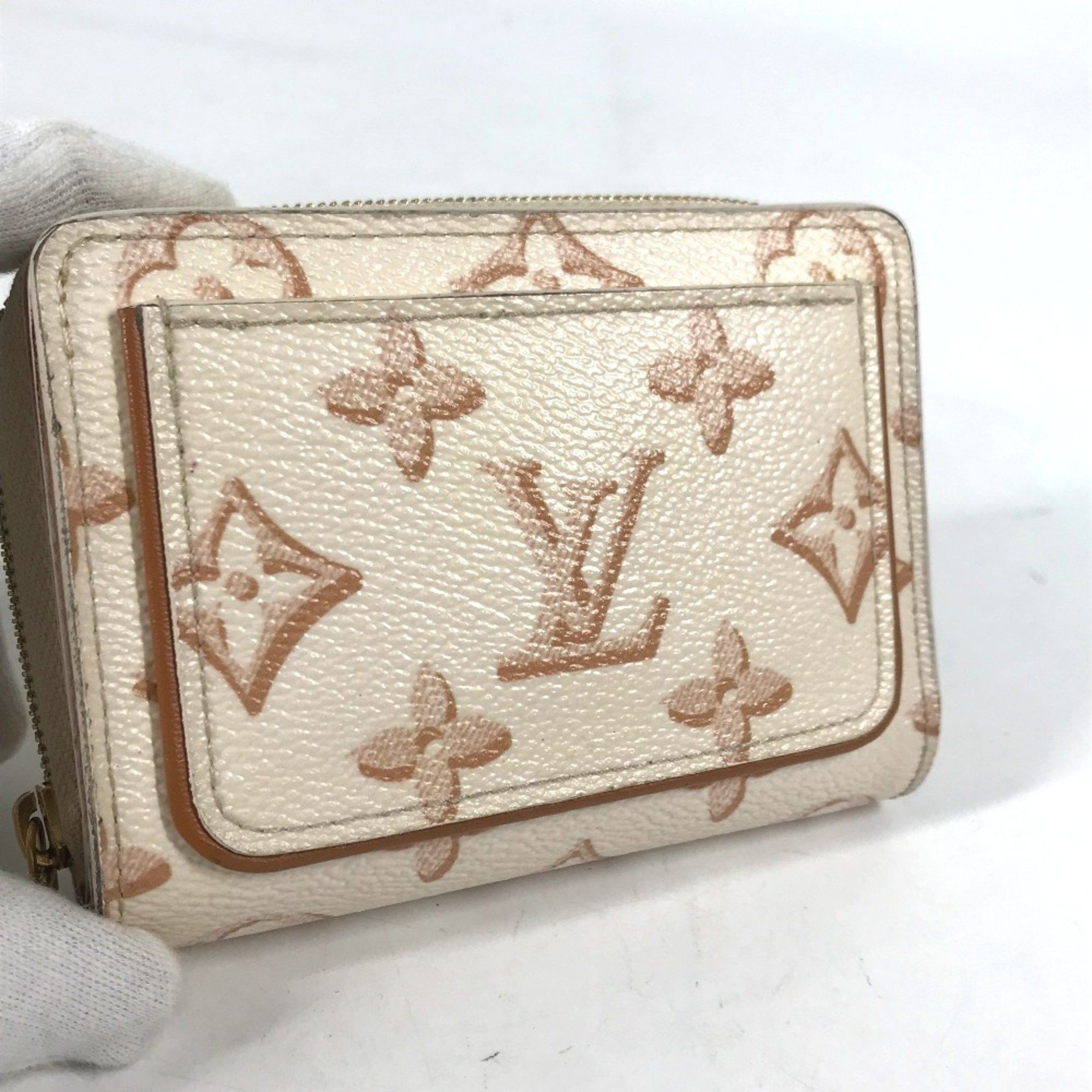 Louis Vuitton LOUIS VUITTON M81527 Monogram Portefeuille Lou Compact Wallet, Bi-fold Canvas, Women's, White Size ONE SIZE - 7 Thumbnail