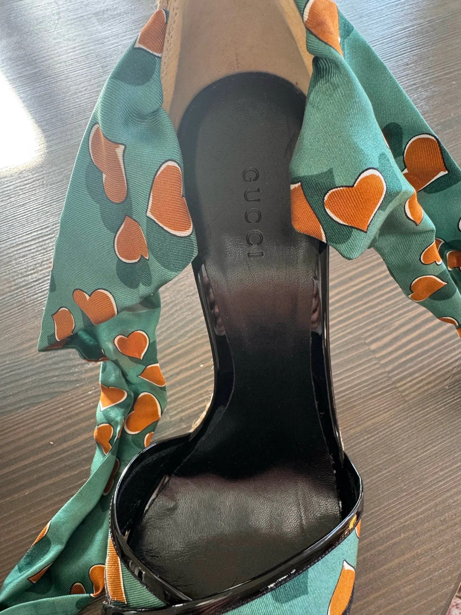Gucci Gucci Satin Heartbeat Carolina Platform Wedges Heels Size US 9 / IT 39 - 3 Thumbnail