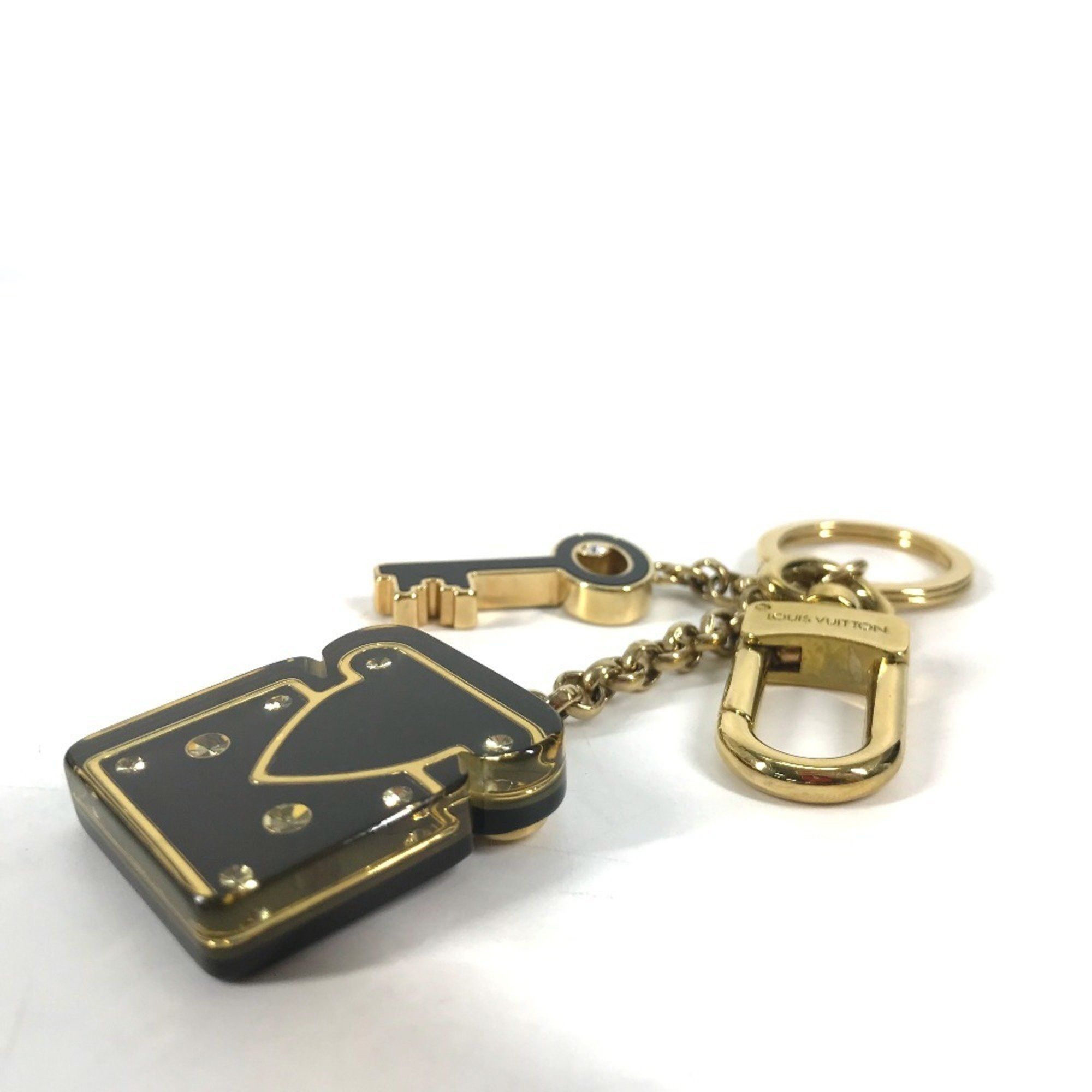 Louis Vuitton LOUIS VUITTON M66979 Padlock Keychain with Rhinestones, Bag Charm, Metal/Plastic, Women's, Black Size ONE SIZE - 13 Thumbnail