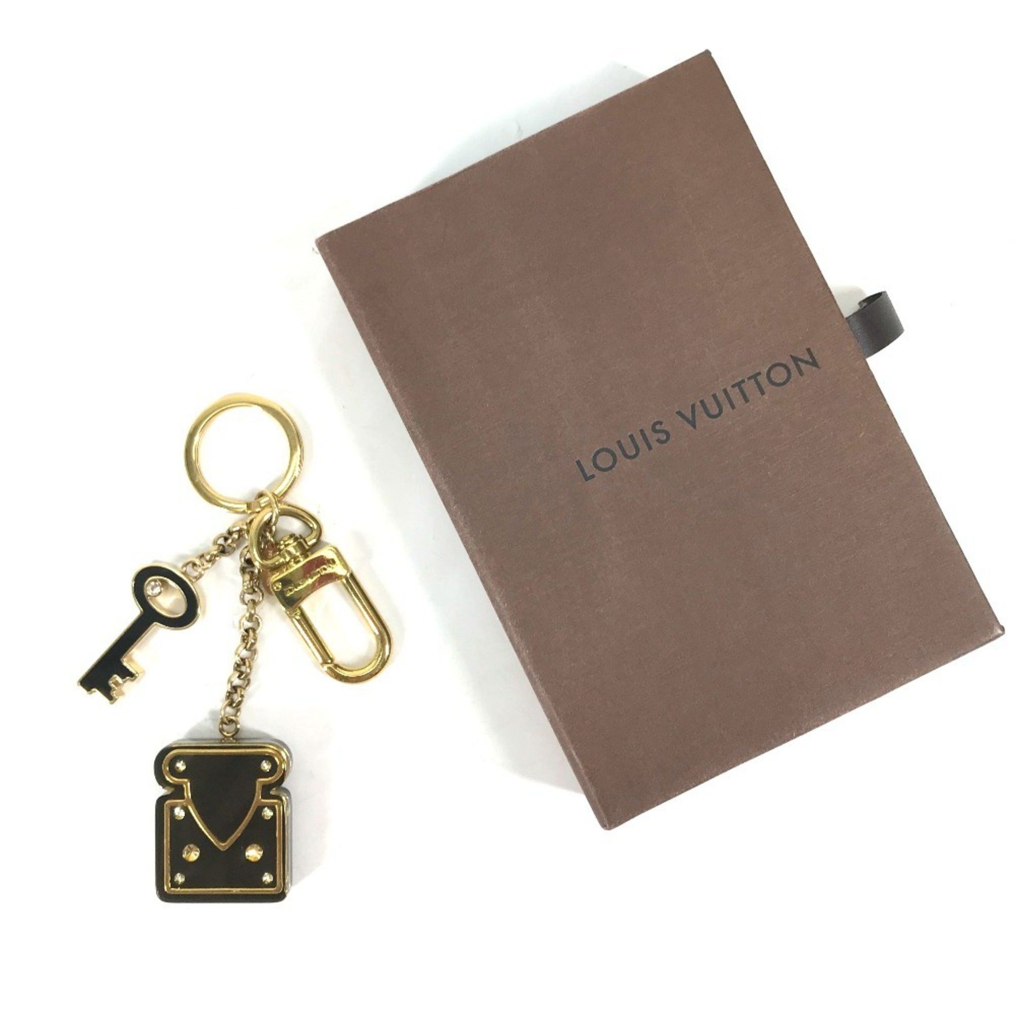 Louis Vuitton LOUIS VUITTON M66979 Padlock Keychain with Rhinestones, Bag Charm, Metal/Plastic, Women's, Black Size ONE SIZE - 15 Thumbnail
