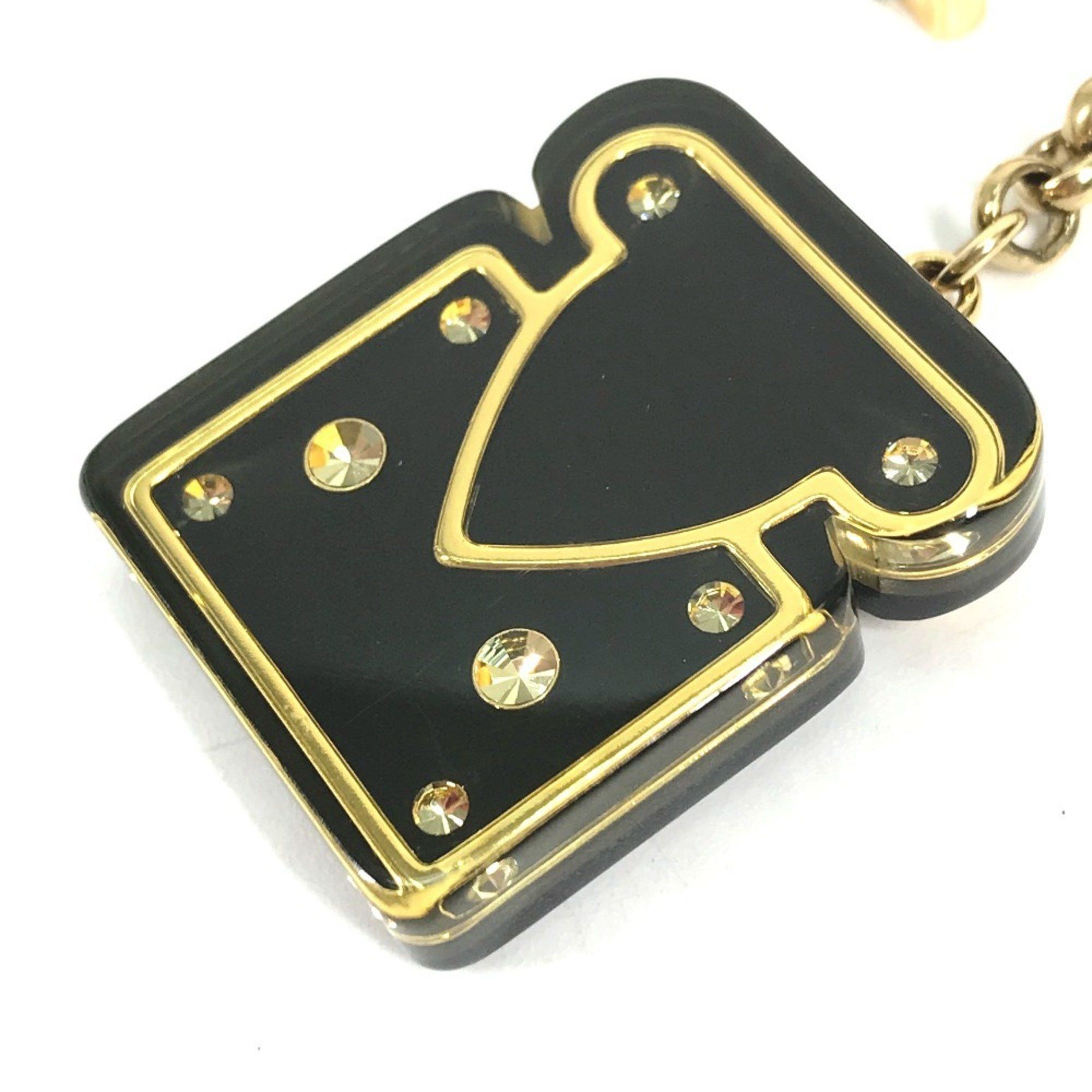 Louis Vuitton LOUIS VUITTON M66979 Padlock Keychain with Rhinestones, Bag Charm, Metal/Plastic, Women's, Black Size ONE SIZE - 3 Thumbnail