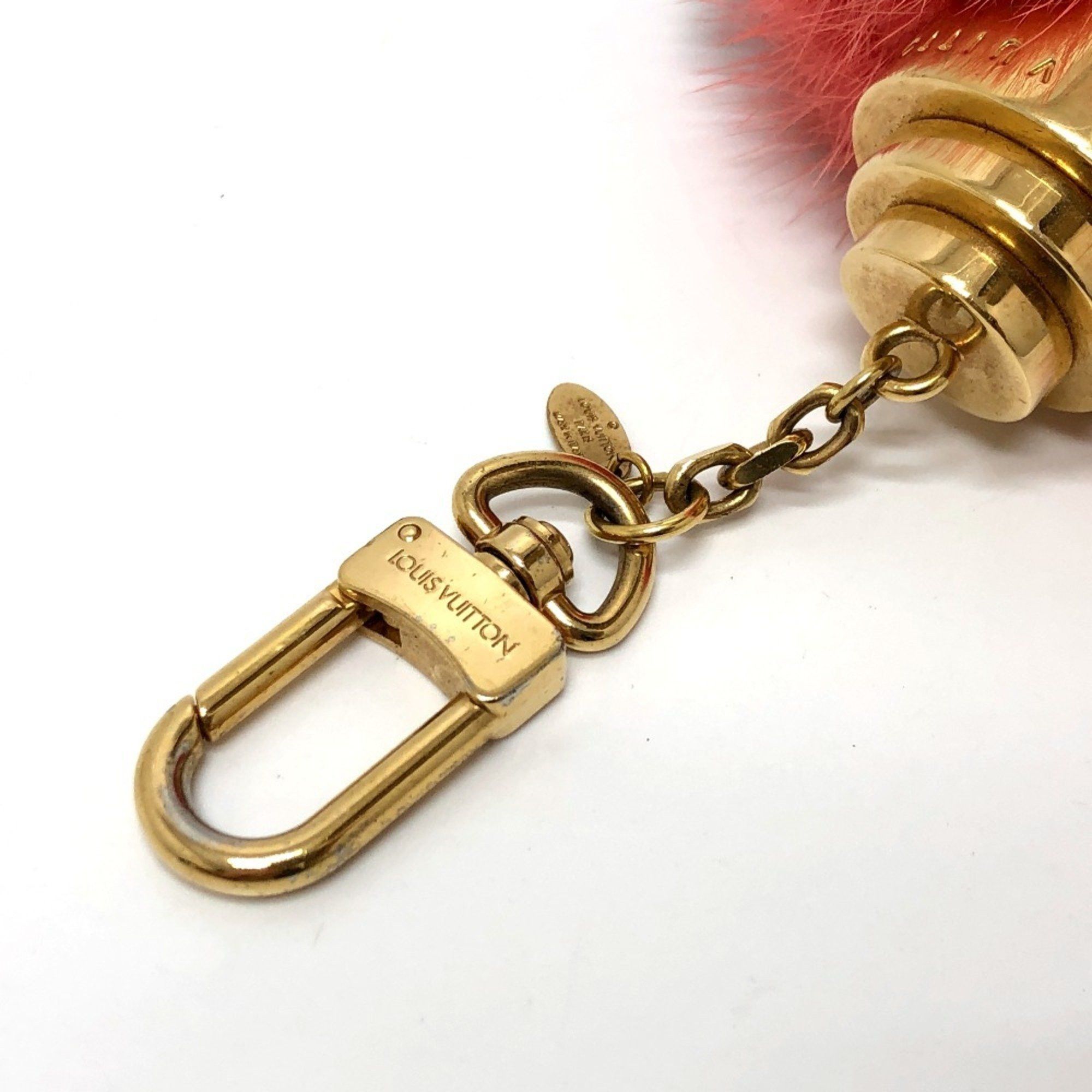 LOUIS VUITTON M65143 Totem Bag Charm Keychain with Fur, Women's, Pink
