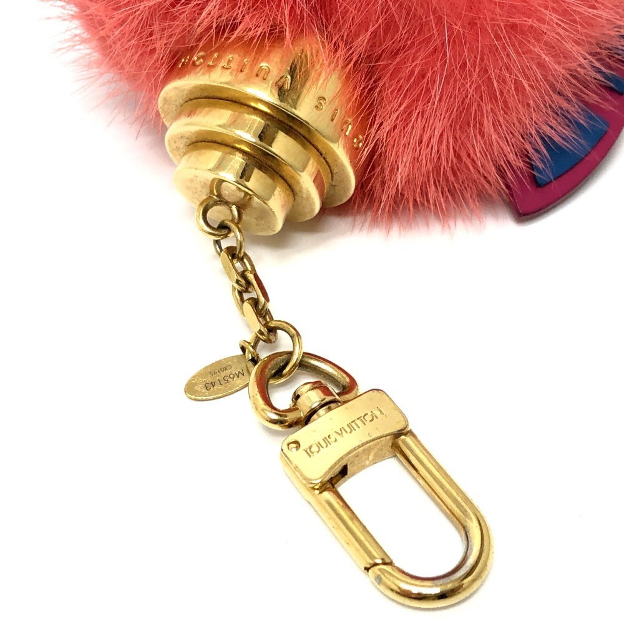 LOUIS VUITTON M65143 Totem Bag Charm Keychain with Fur, Women's, Pink