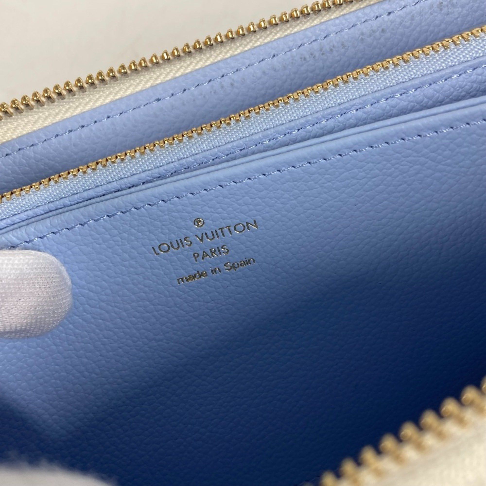 Louis Vuitton LOUIS VUITTON M83308 Monogram Empreinte Zippy Wallet, Round Zipper Long Leather, Women's, Latte White/Candy Blue Size ONE SIZE - 13 Thumbnail