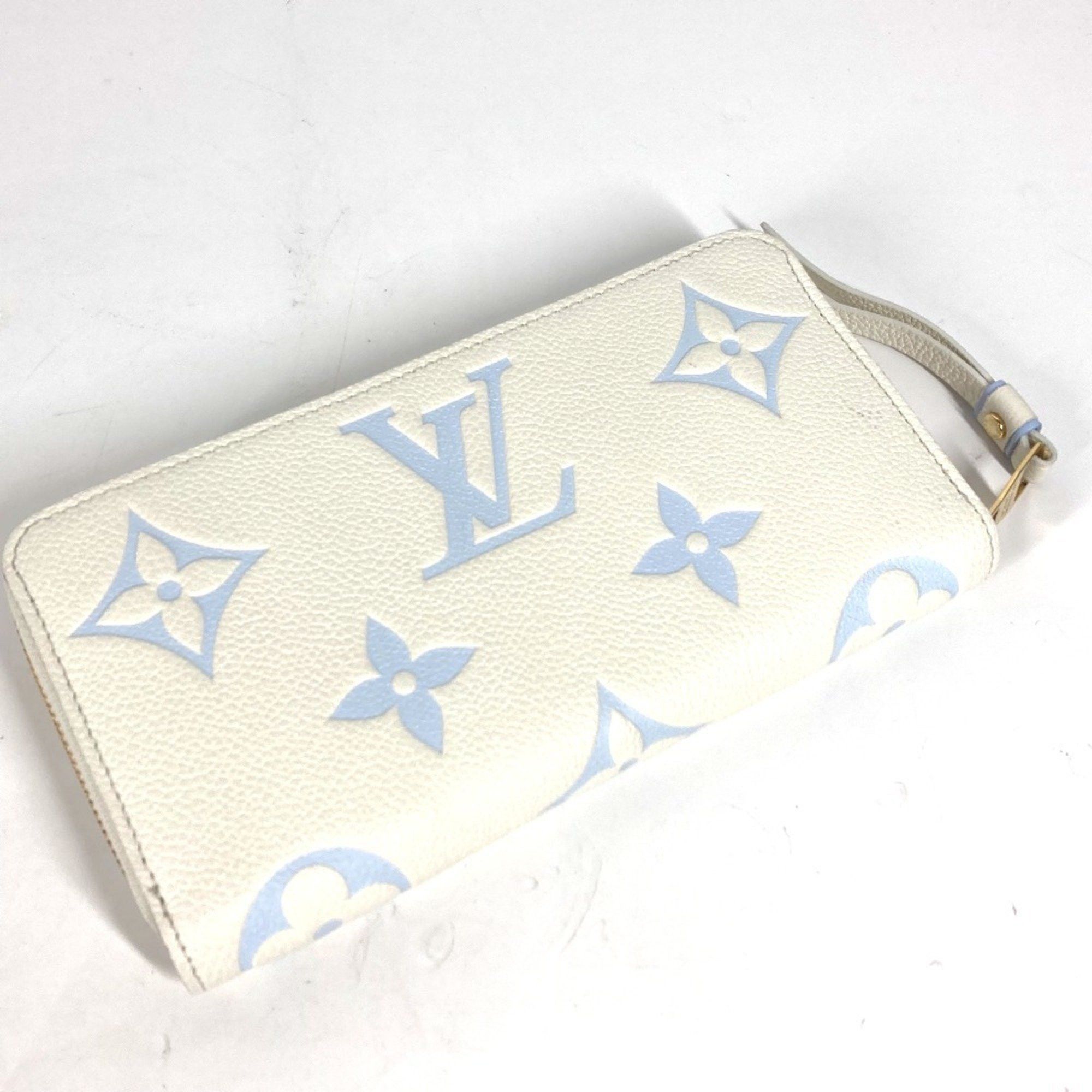 Louis Vuitton LOUIS VUITTON M83308 Monogram Empreinte Zippy Wallet, Round Zipper Long Leather, Women's, Latte White/Candy Blue Size ONE SIZE - 7 Thumbnail