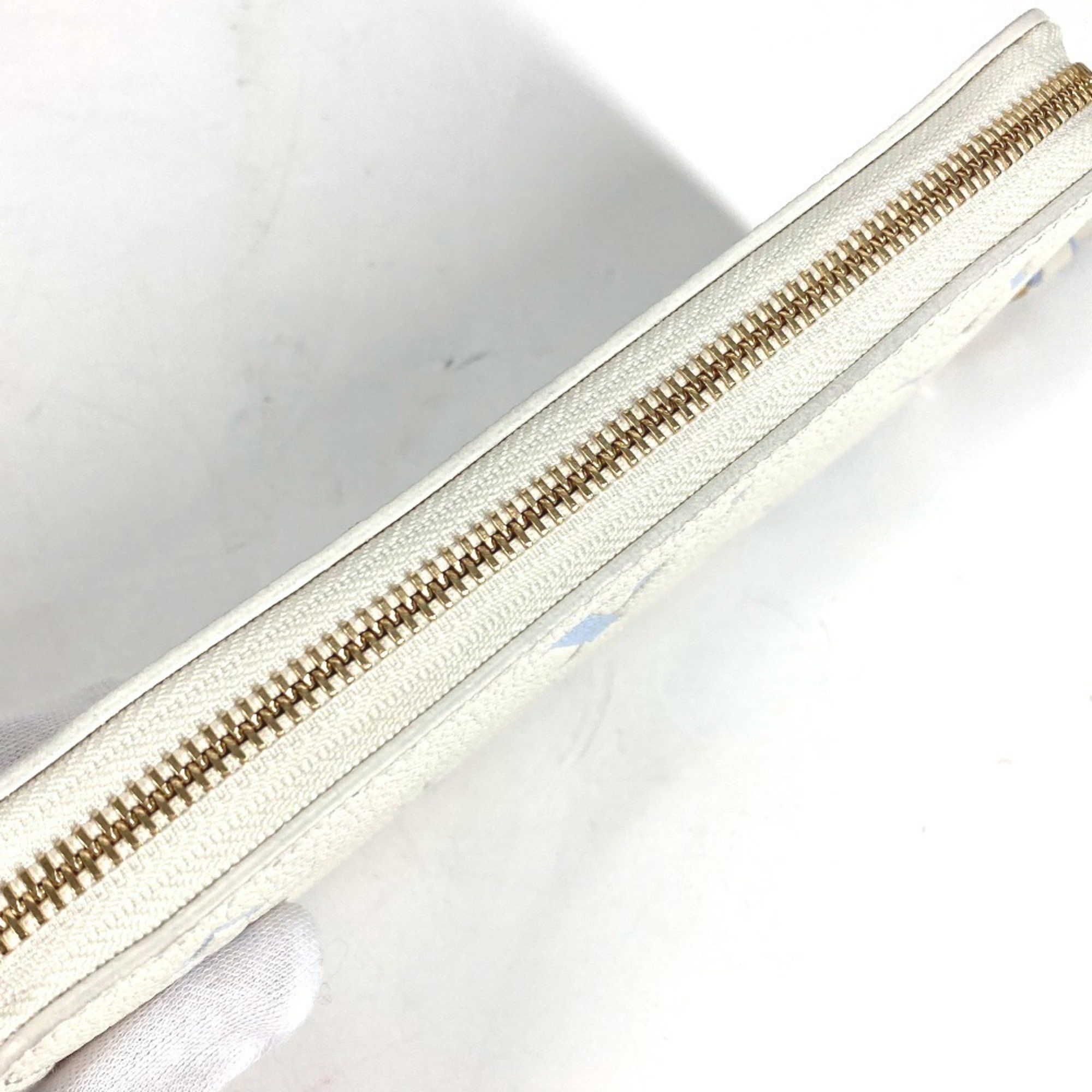 Louis Vuitton LOUIS VUITTON M83308 Monogram Empreinte Zippy Wallet, Round Zipper Long Leather, Women's, Latte White/Candy Blue Size ONE SIZE - 8 Thumbnail