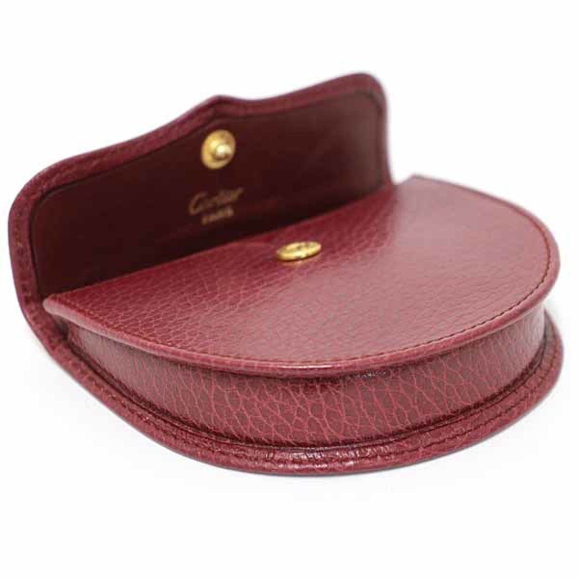 Cartier Cartier Must Line Coin Case Purse Leather Grained Bordeaux Dark Red Size ONE SIZE - 4 Thumbnail