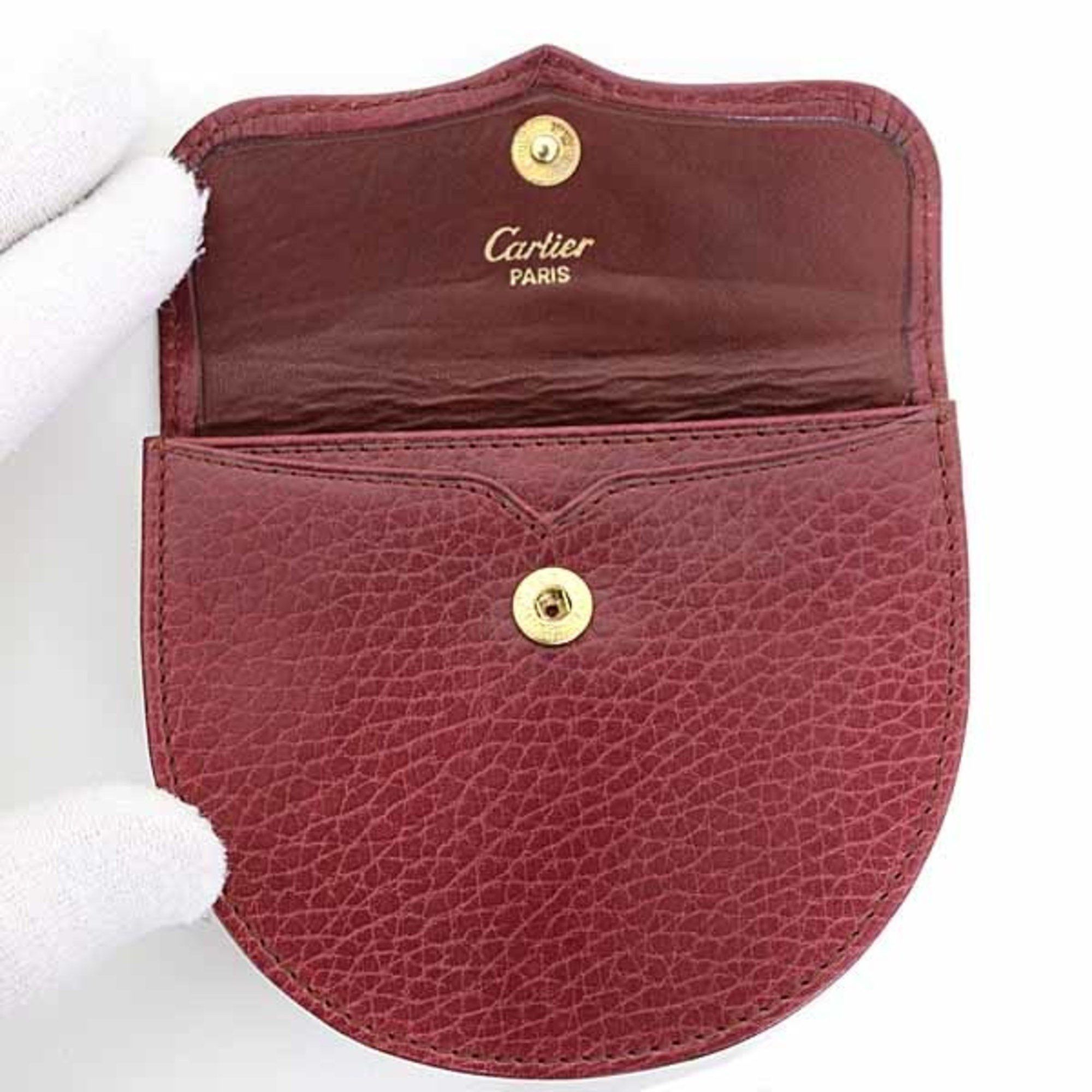 Cartier Cartier Must Line Coin Case Purse Leather Grained Bordeaux Dark Red Size ONE SIZE - 3 Thumbnail