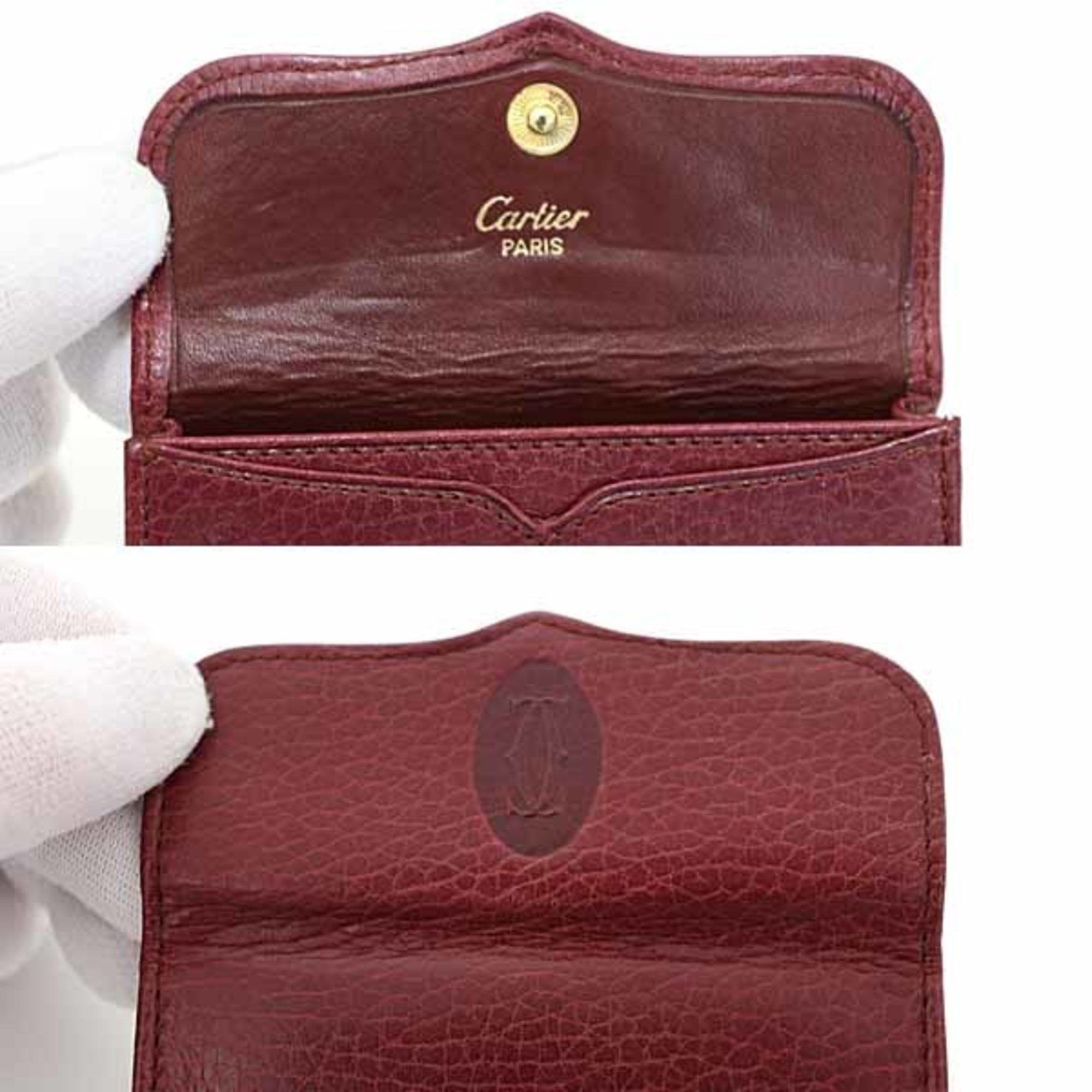 Cartier Cartier Must Line Coin Case Purse Leather Grained Bordeaux Dark Red Size ONE SIZE - 6 Thumbnail