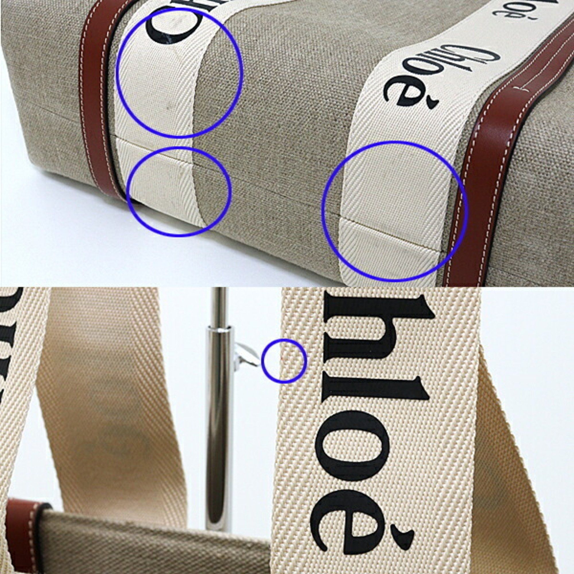 Chloe Chloé Chloe Woody Linen Tote Bag CHC22AS383I2690U, Beige/Brown Size ONE SIZE - 5 Thumbnail