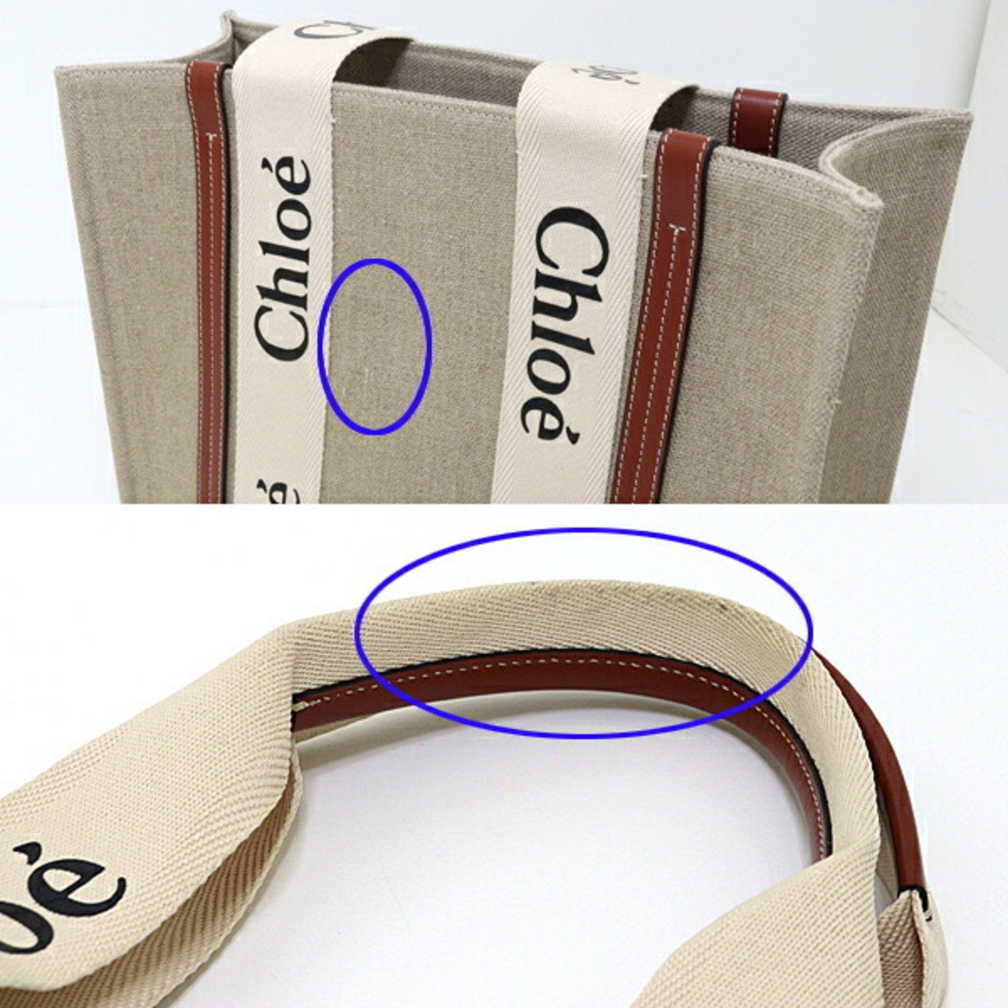 Chloe Chloé Chloe Woody Linen Tote Bag CHC22AS383I2690U, Beige/Brown Size ONE SIZE - 3 Thumbnail