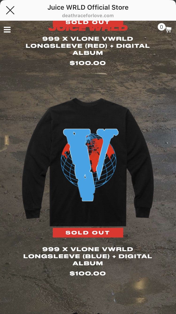 Vlone Juice Wrld X VLONE VWORLD Blue longsleeve Grailed