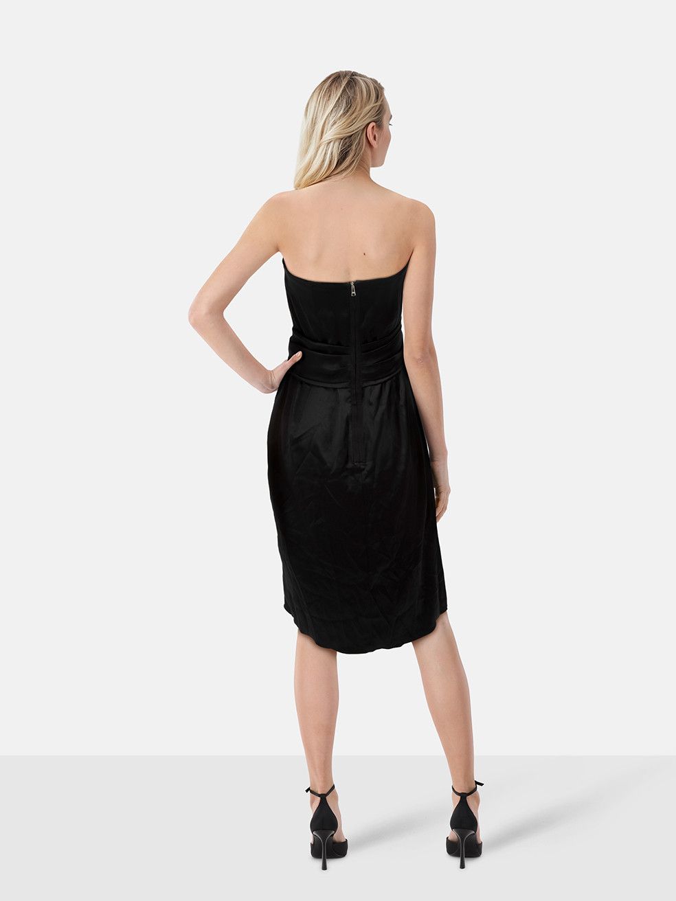 Dolce & Gabbana Black Silk Strapless Midi Dress Size M / US 6-8 / IT 42-44 - 2 Thumbnail