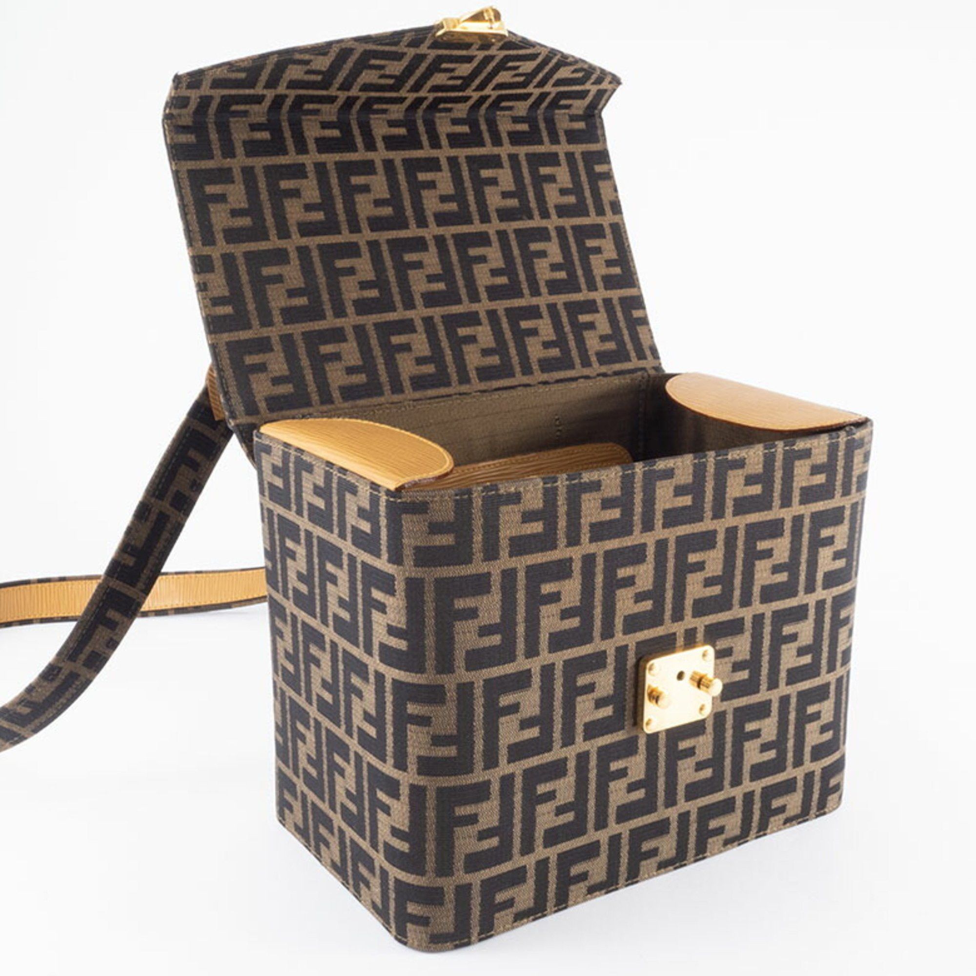 Fendi Zucca Vanity Shoulder Bag, Canvas/Leather, Brown, Women's, Handle Missing, Box, FENDI