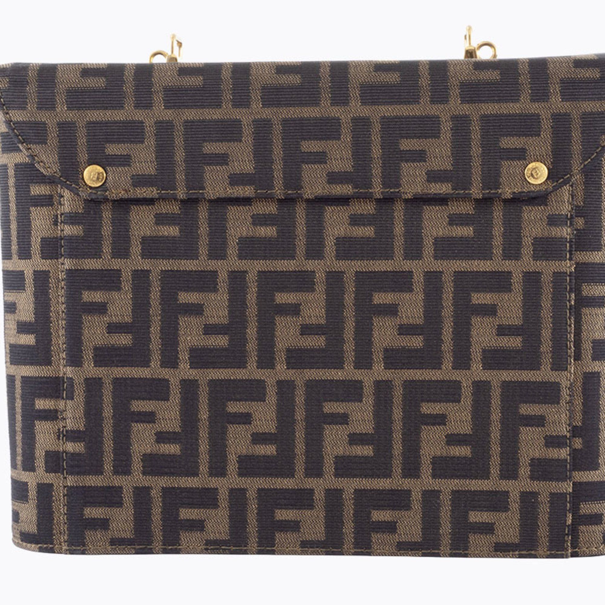 Fendi Zucca Vanity Shoulder Bag, Canvas/Leather, Brown, Women's, Handle Missing, Box, FENDI