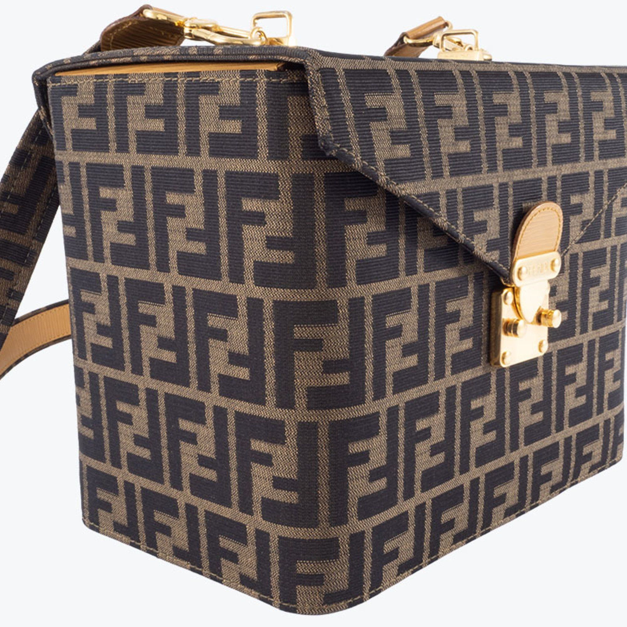 Fendi Zucca Vanity Shoulder Bag, Canvas/Leather, Brown, Women's, Handle Missing, Box, FENDI