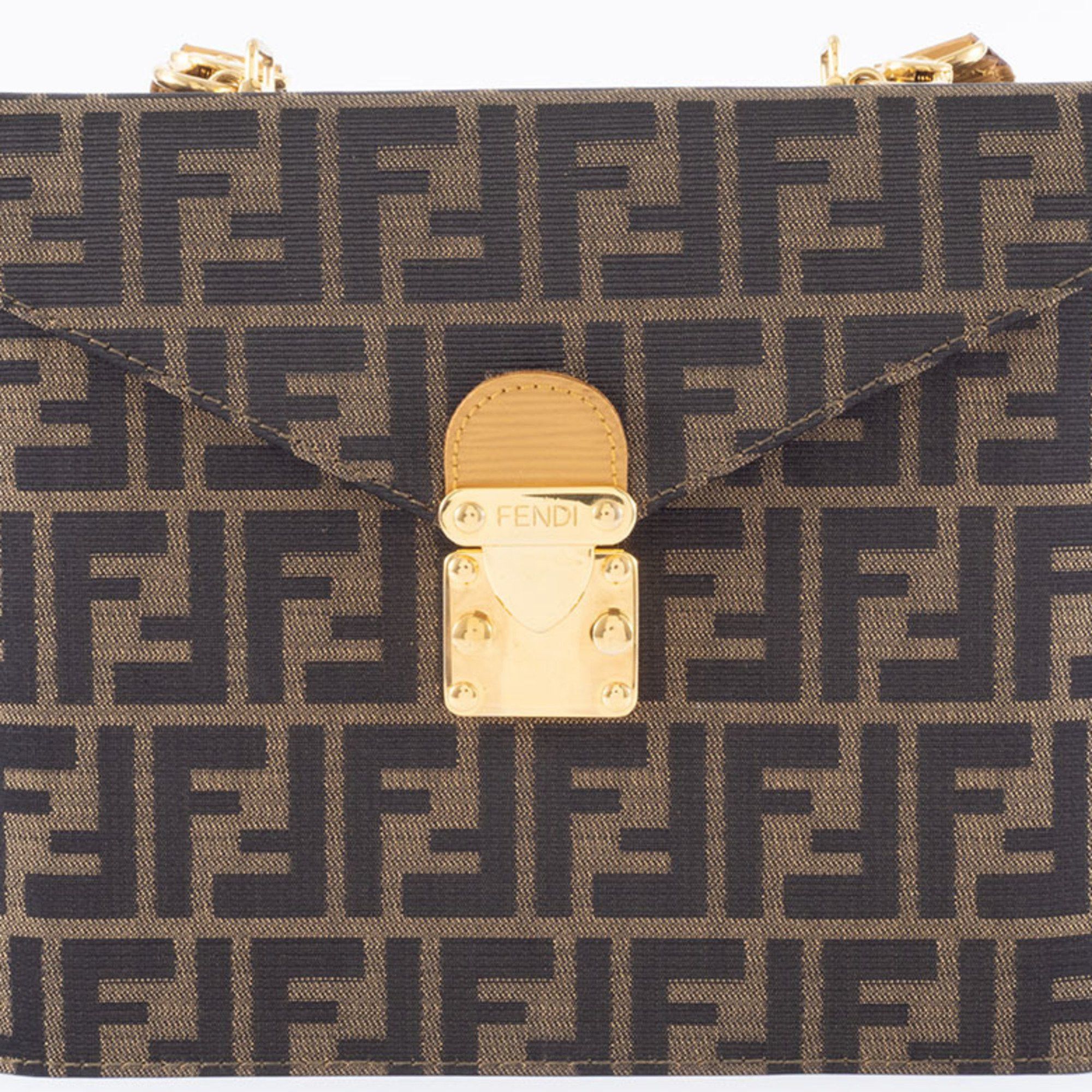 Fendi Zucca Vanity Shoulder Bag, Canvas/Leather, Brown, Women's, Handle Missing, Box, FENDI