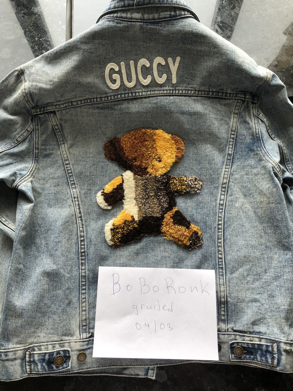 tyk besejret gerningsmanden Gucci Teddy bear denim jacket | Grailed
