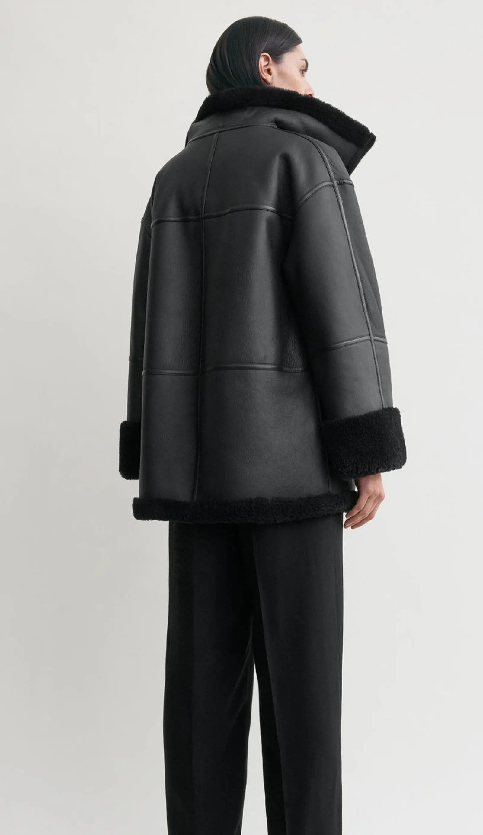 Toteme Toteme SIGNATURE SHEARLING JACKET BLACK Leather Jacket Size XS / US 0-2 / IT 36-38 - 9 Thumbnail