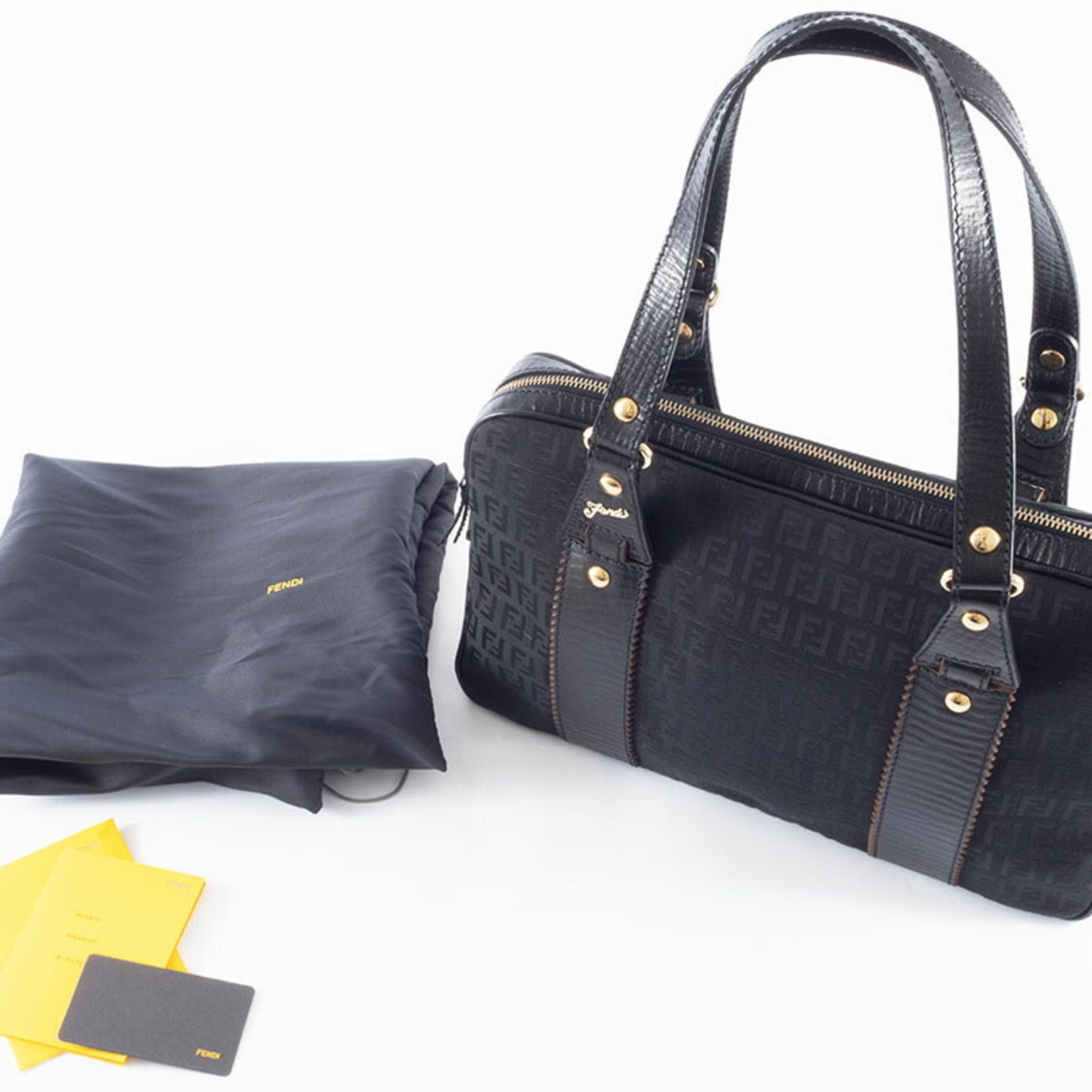 Fendi FENDI Zucca Canvas Handbag 8BN161 Leather Black Women's Boston Zucchino Size ONE SIZE - 10 Thumbnail