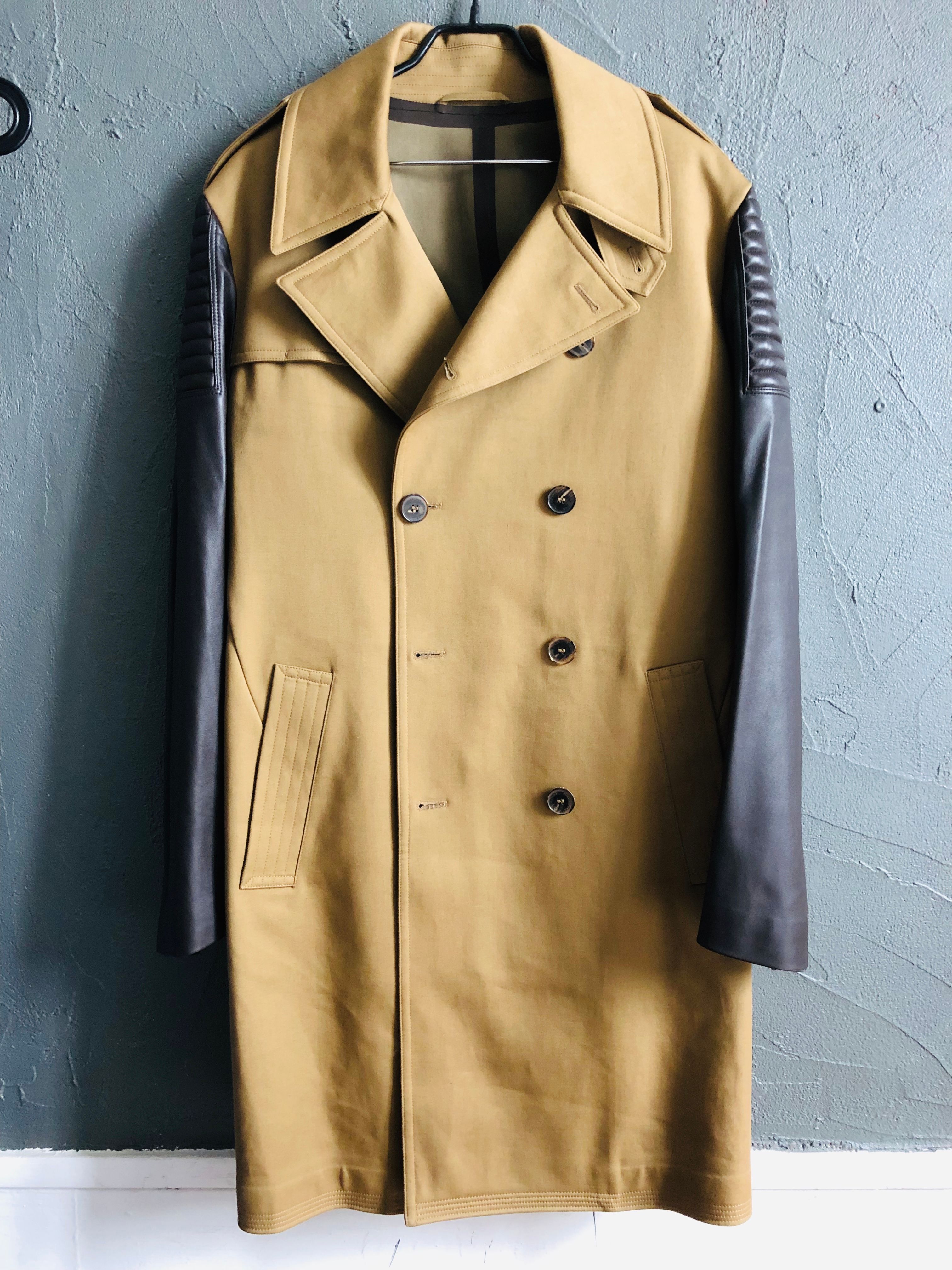Simon Spurr Simon Spurr Militar Trench Coat with Leather Sleeves Grailed