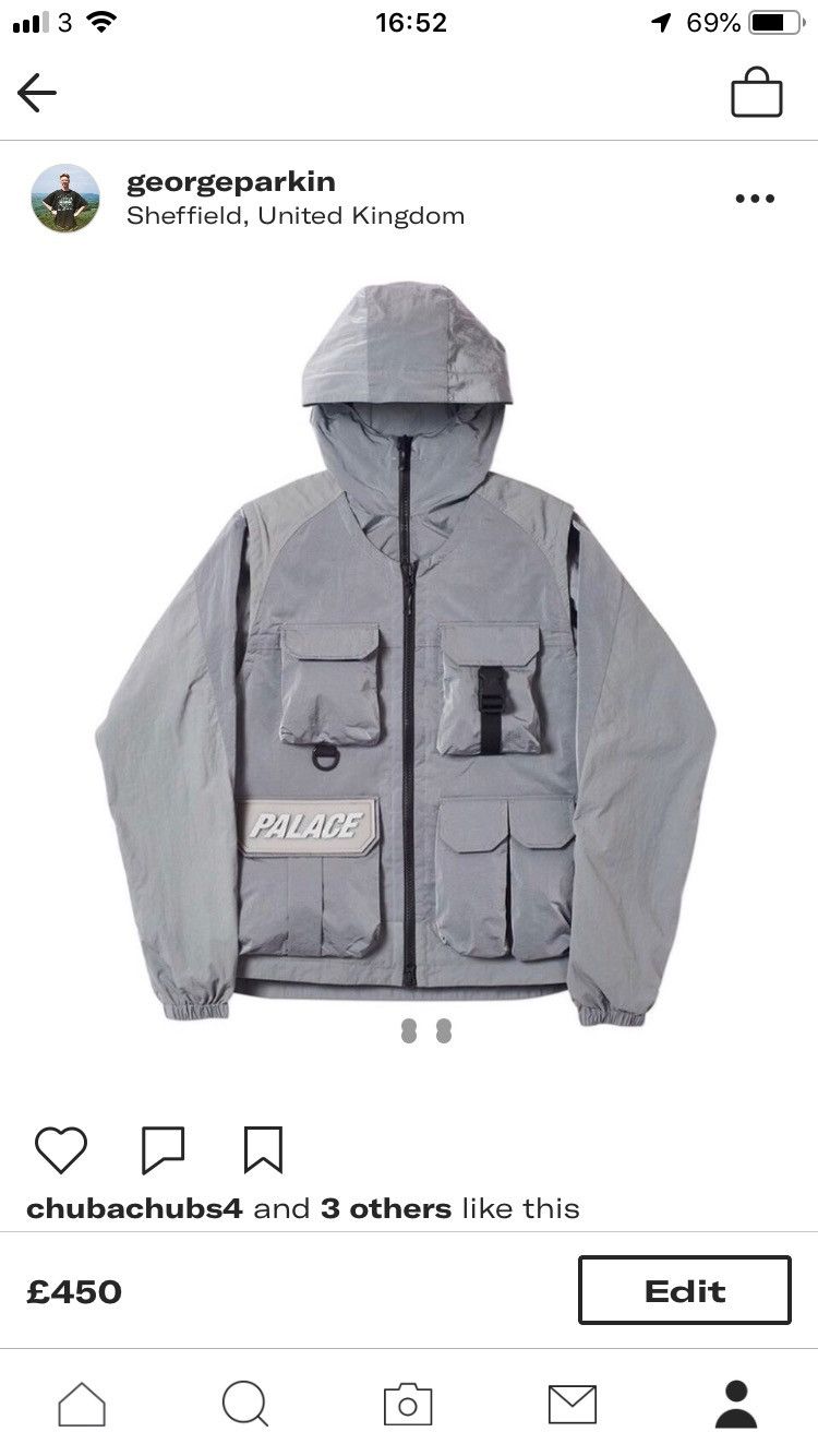 Palace NEW Palace Skateboards Utility Vest Jacket XL Grey Silver | Grailed