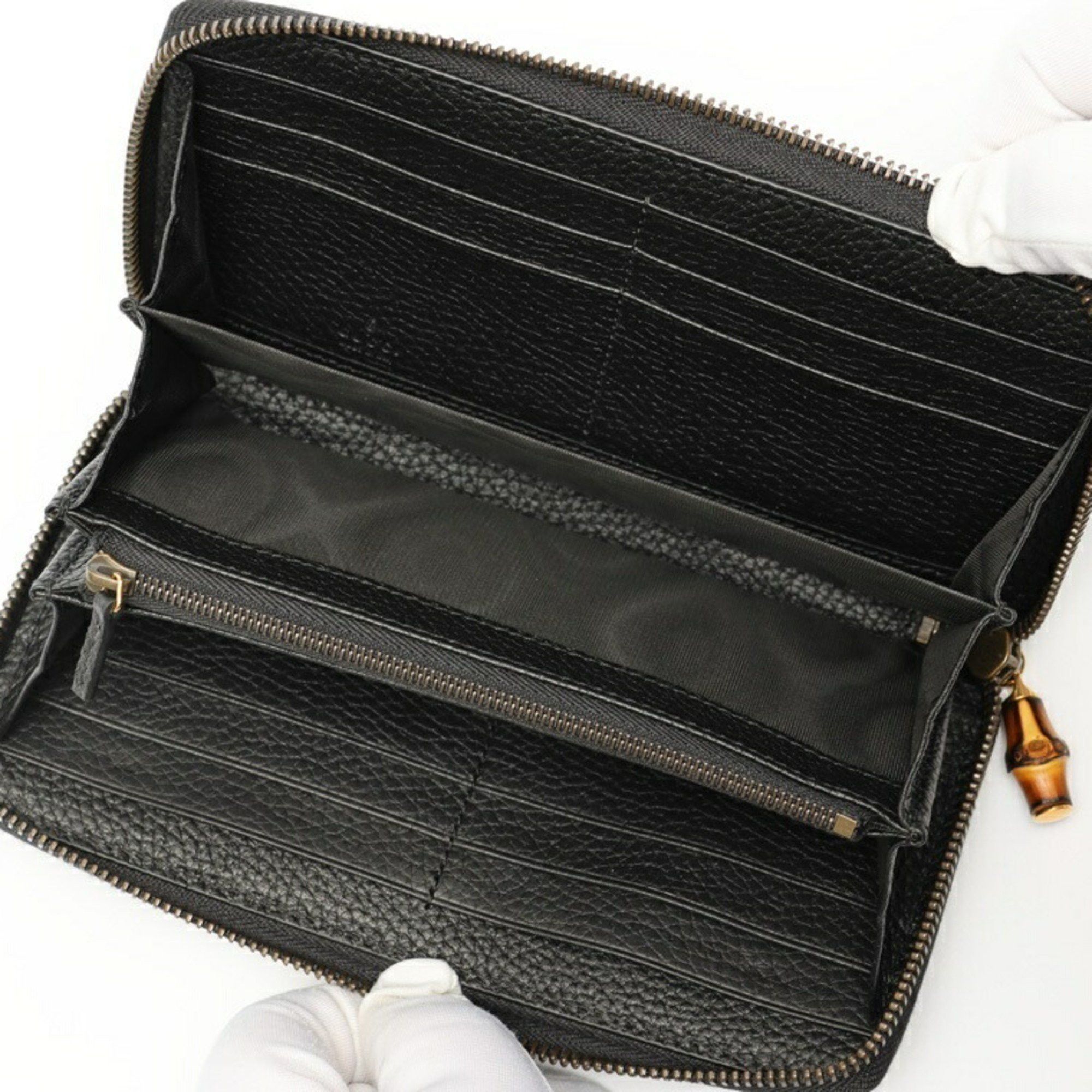 Gucci Gucci Bamboo Zip Around Wallet 739499 Leather Black 70236 Size ONE SIZE - 4 Thumbnail