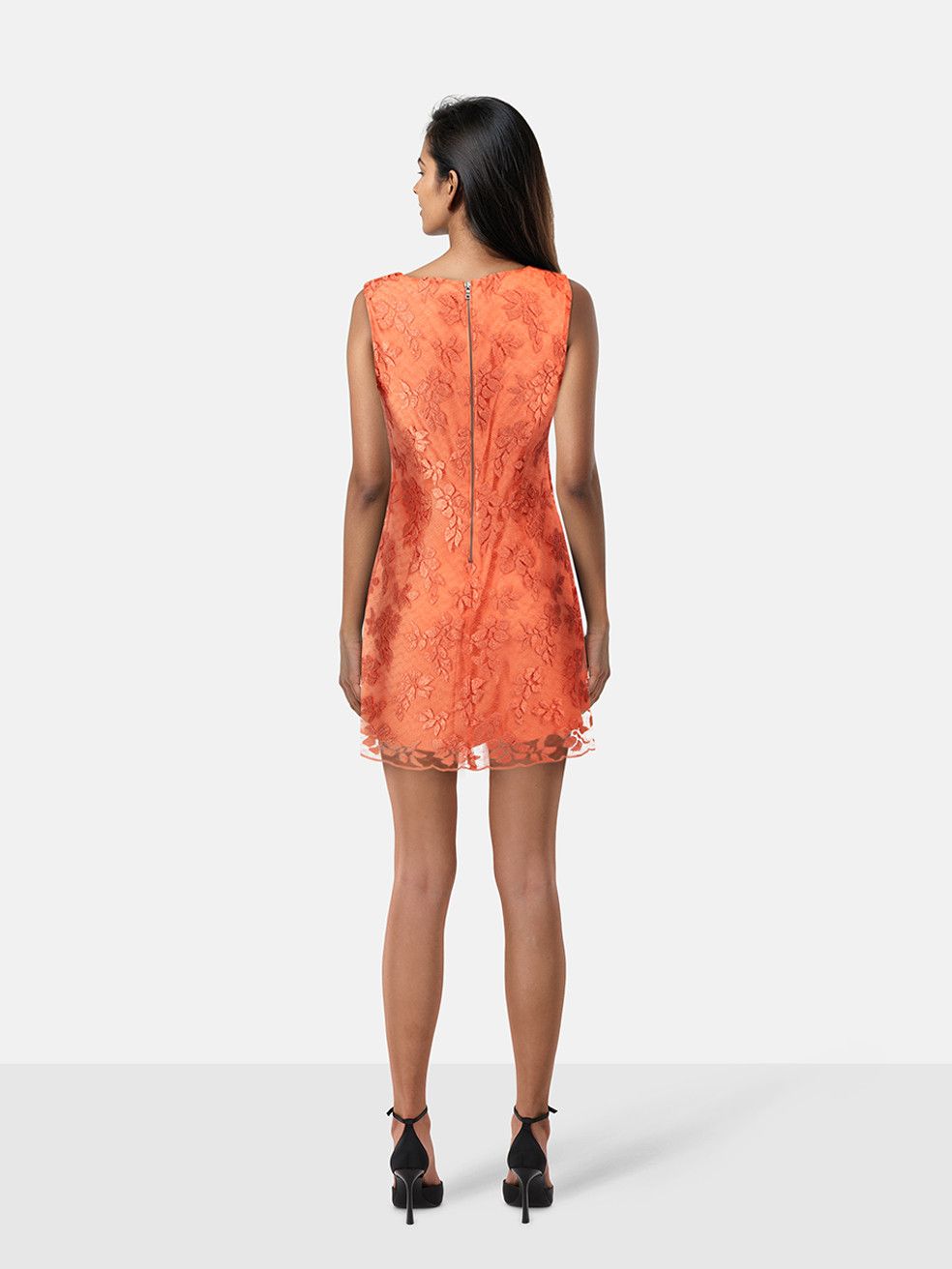 Alice + Olivia Orange Floral Mesh Dress Size XS / US 0-2 / IT 36-38 - 2 Thumbnail